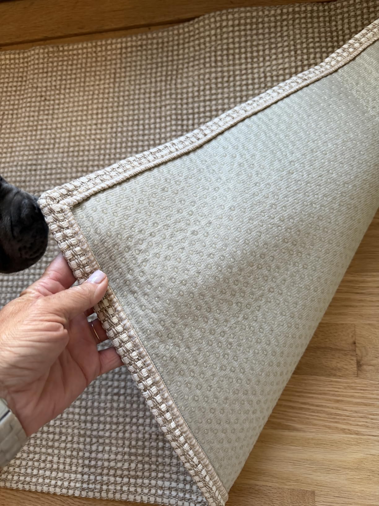 IOHOUZE Washable Area Rug 3x5 Non Slip Rubber Backed Woven Rugs for Entryway Rugs Indoor Outdoor Doormat Throw Rug Floor Carpet for Entrance Kitchen Front Door, Beige/Khaki customer photo 1