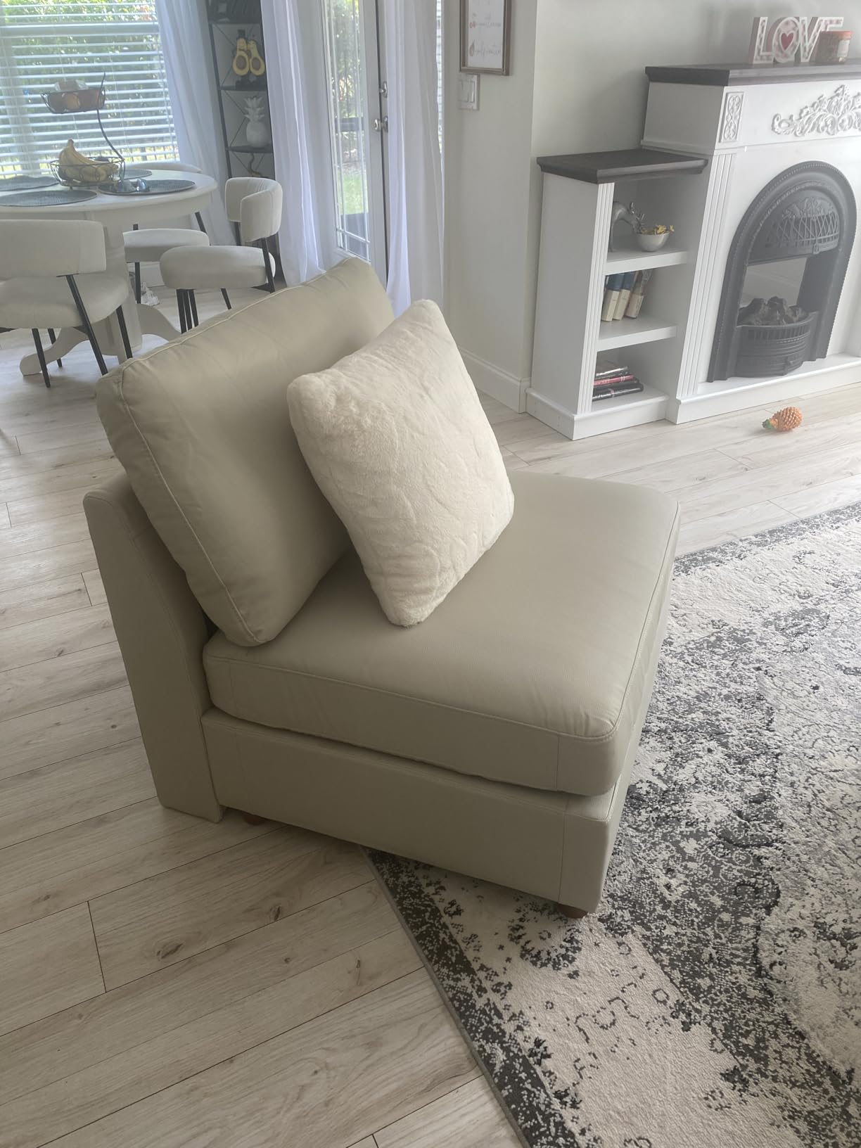 EASE MOOSE Deep Seat Sectional Couch, Scratch Resistant Faux Leather Material, 5-Seat Oversized Modular Sofa for Living Room, U Shaped Modern Comfy Sofas, Beige customer photo 2
