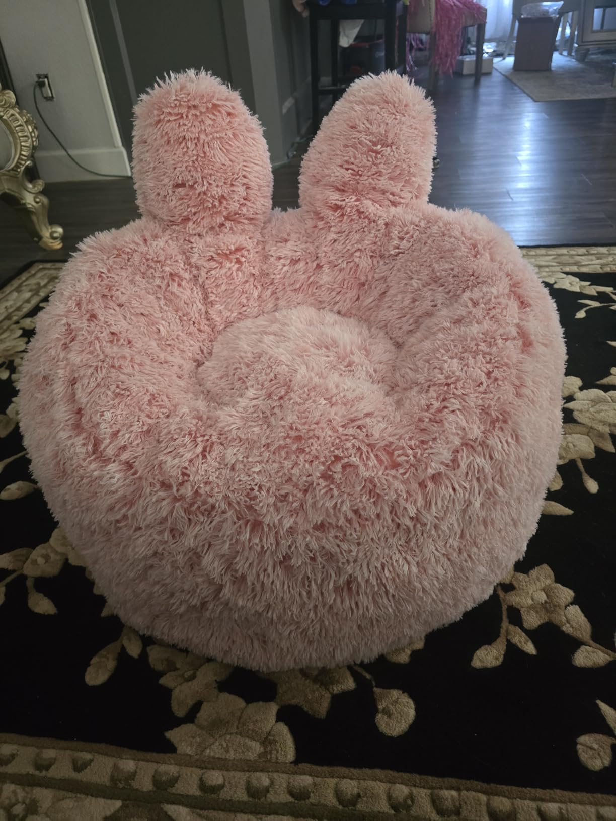 Fluffy Bean Bag Chair for Kids, with Plush Faux Fur Cover, 2.5FT Memory Foam Bean Bag Chairs for Teens & Kids, Ultra Soft Sofa for Living Room/Bedroom/Dorm,Pink customer photo 2