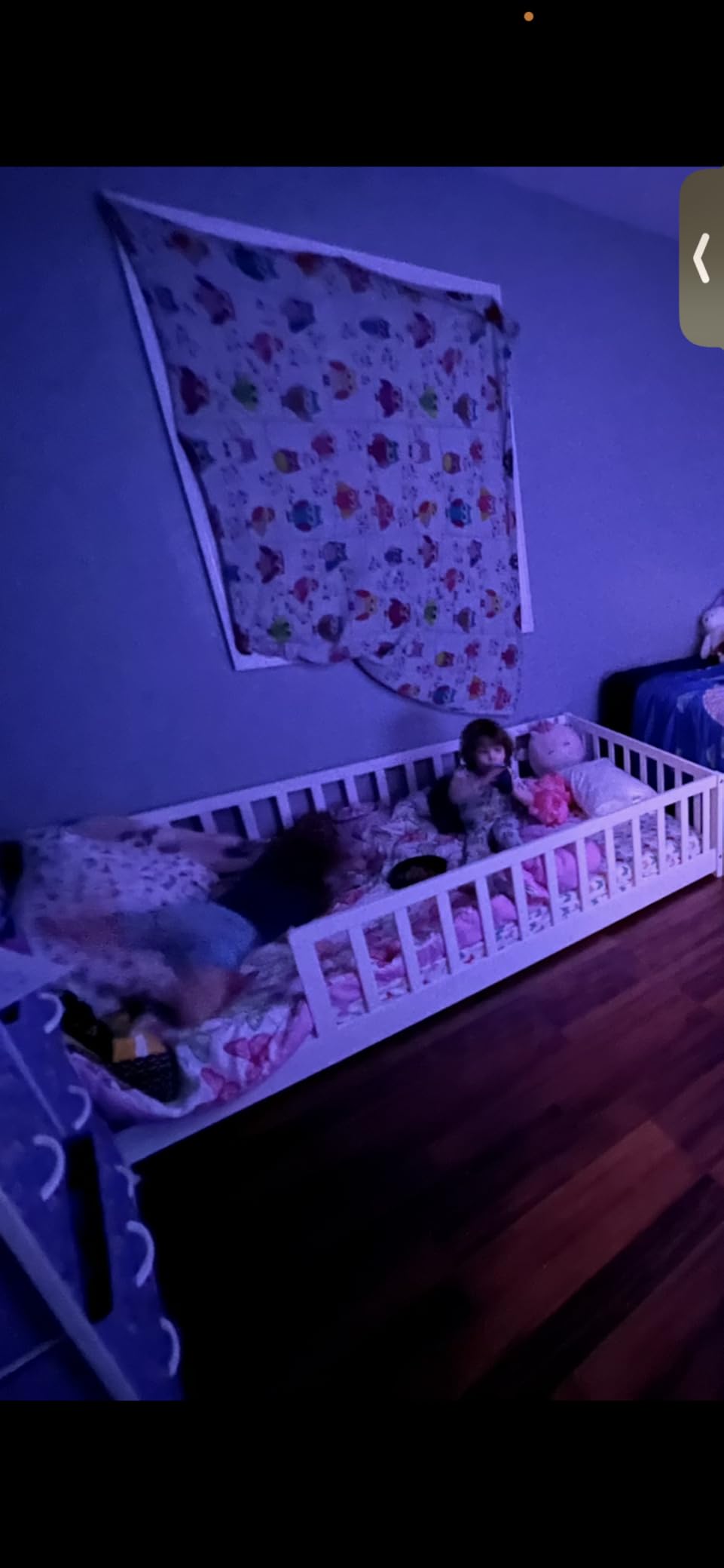 Full Montessori Floor Bed with Rails, Solid Wood Floor Bed Frame for Kids, Montessori Bed with Slats, No Box Spring Needed, Natural customer photo 1