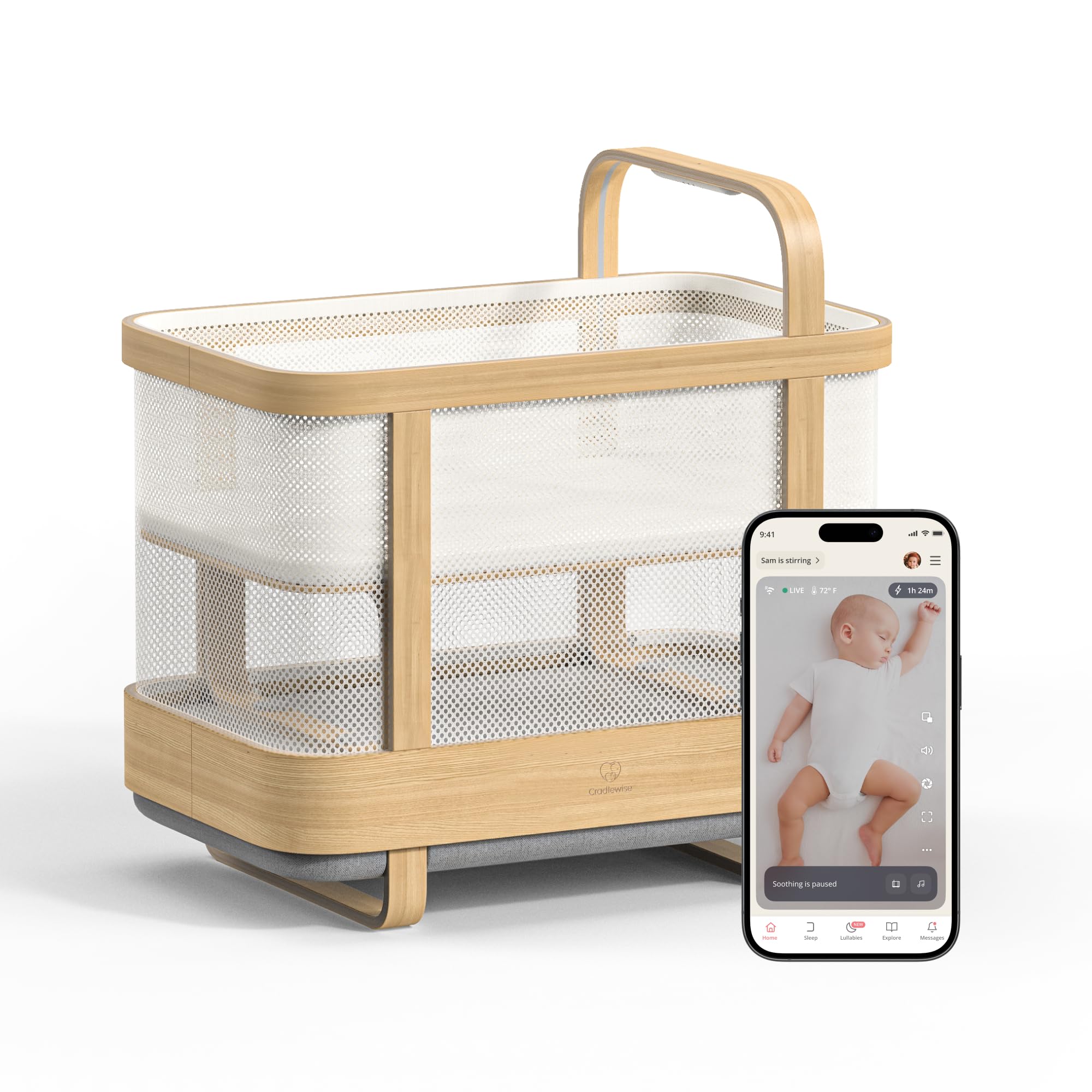 Cradlewise All-in-One Convertible Smart Bassinet and Crib with Built-in AI Baby Monitor, Sound Machine and Auto-Soothing Bounce customer photo 1