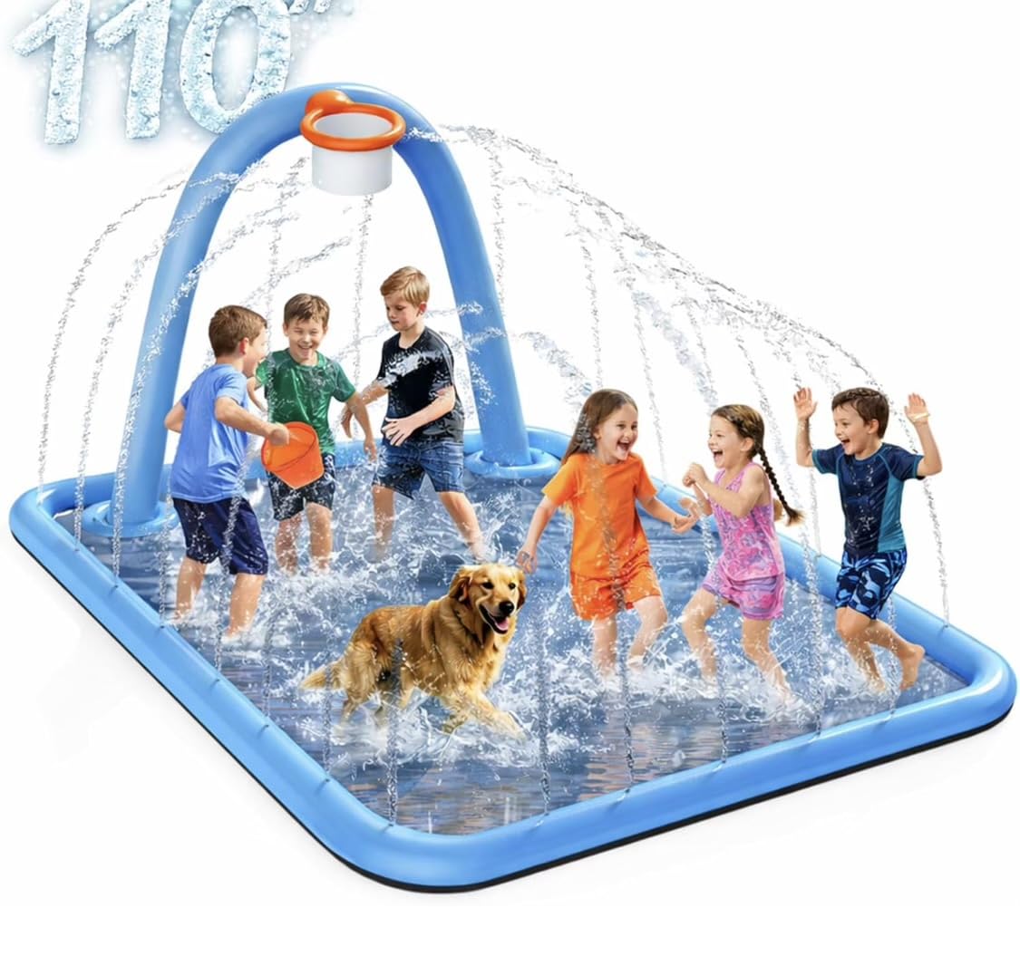 Splash Pad for Kids & Dogs, 102x87