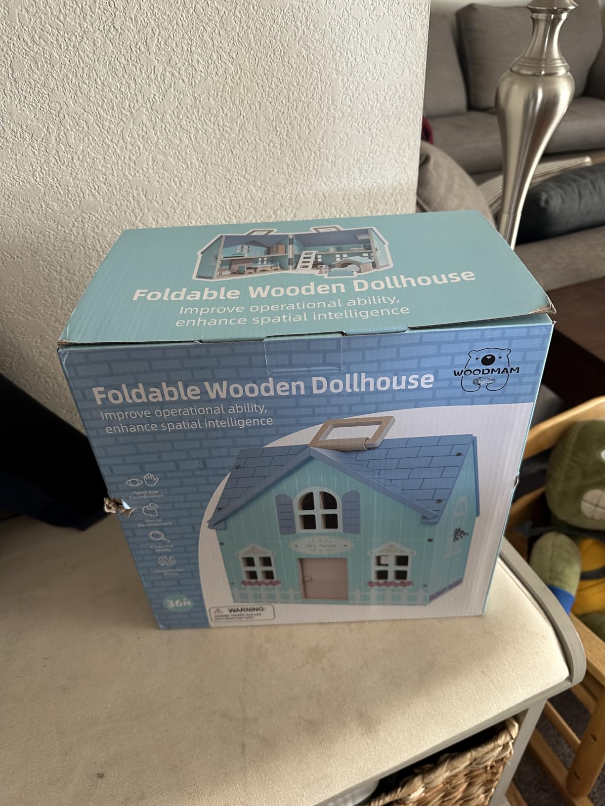 WOODMAM Foldable Wooden Dollhouse with 2 Dolls & Pet Set, 20PCS Furniture Wooden Doll House for Girls Age 3-6, Portable Pretend Play Toy, Christmas Birthday Gift for Toddlers customer photo 2