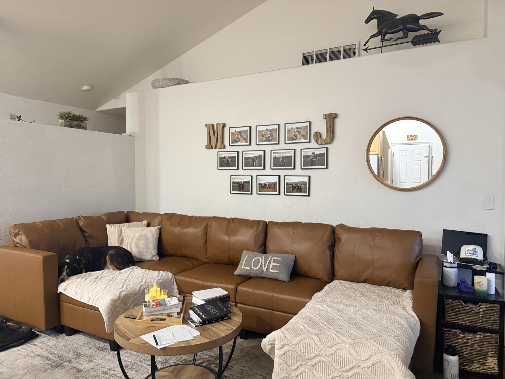 EASE MOOSE Leather Modular Sectional Couch Sofa with Storage Ottomans, Faux Leather Sectional Sofa Brown U Shaped Modular Couch customer photo 1