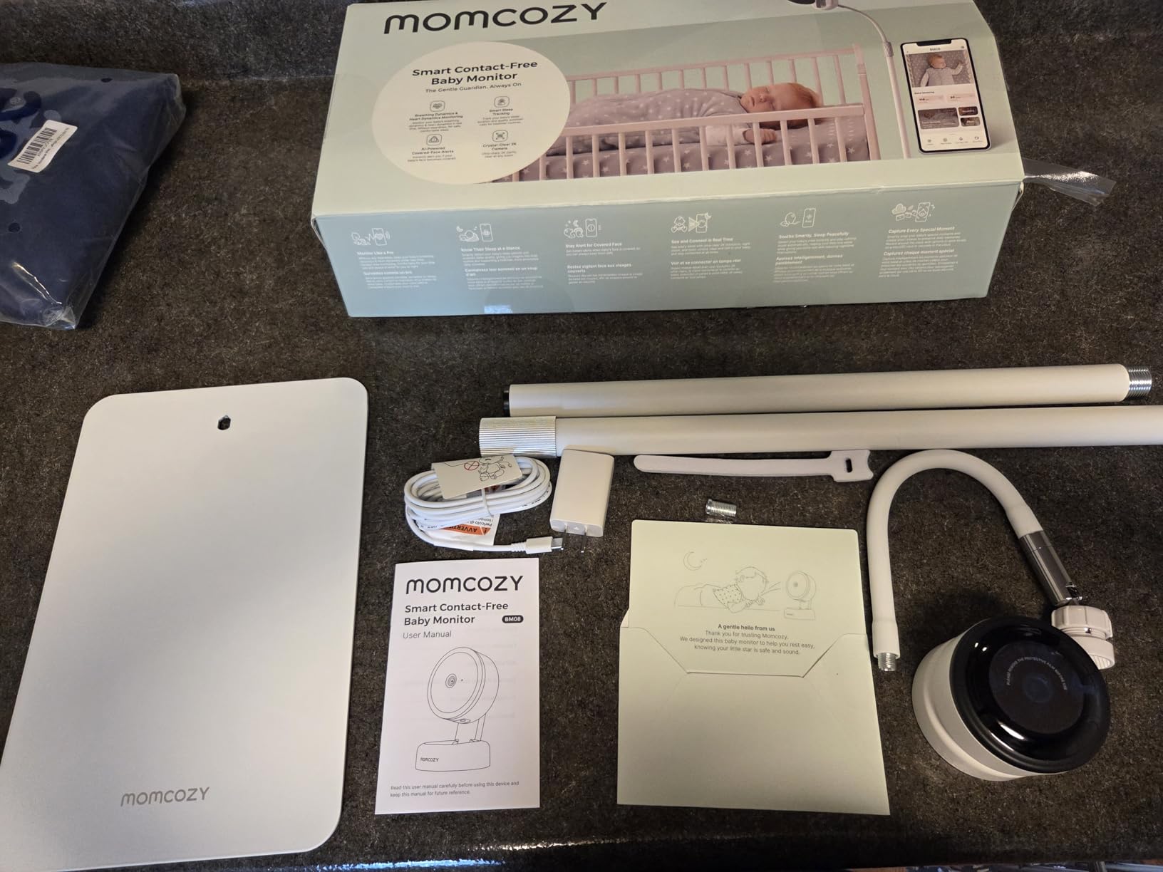 Momcozy BM08 Baby Monitor, Contact-Free Vitals Monitoring, 2K HD Night Vision, Smart AI-Powered Safety Detection, Cry/Sound/Motion Notifications, Sleep Report, 2.4/5GHz Wi-Fi Connection, 2-Way Audio customer photo 1