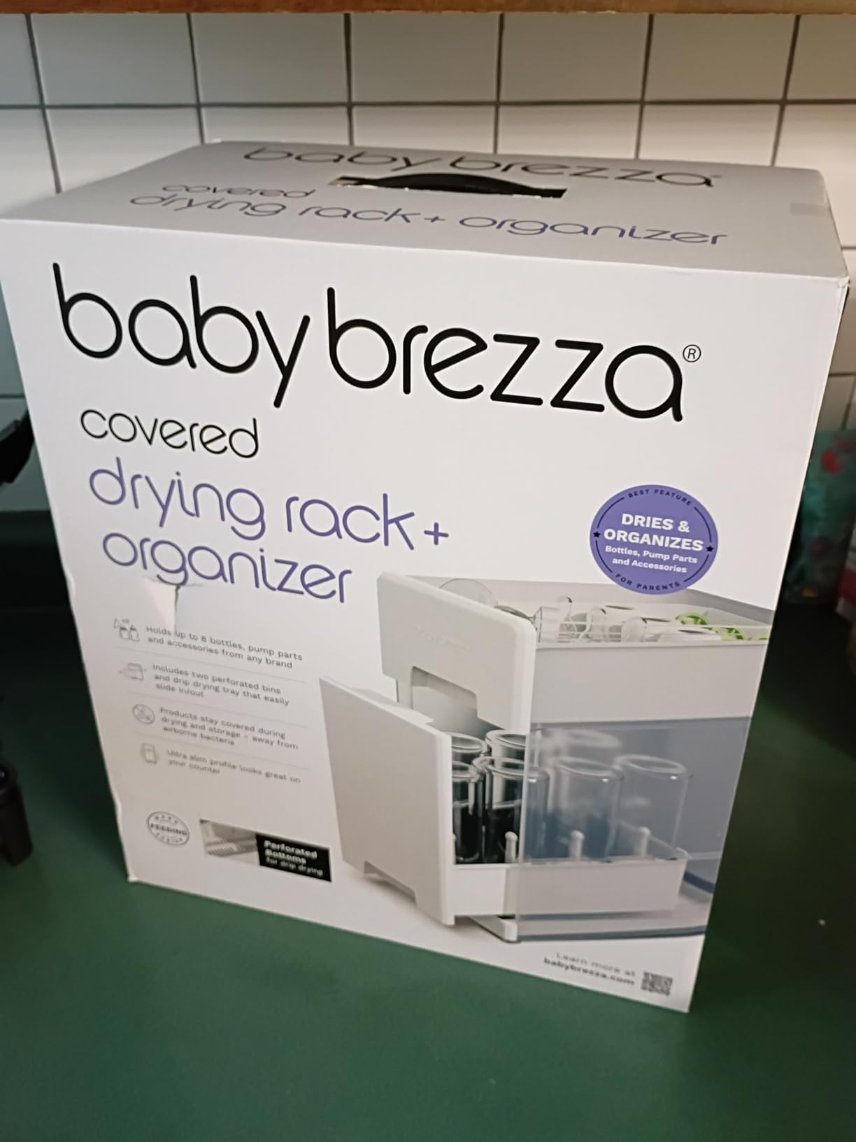 Baby Brezza Covered Drying Rack & Countertop Organizer - Vertical Bottle Storage with Lid - Fits Large 8 Bottle Capacity Plus Accessories to Keep Items Tidy customer photo 1