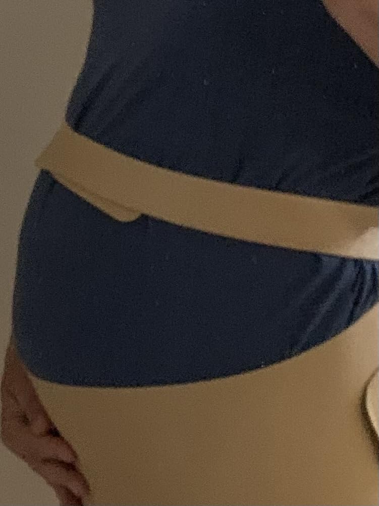 Frida Mom Dual Support Pregnancy Belly Band S/M, Maternity Belly Band with Ultimate Support Back, Hip & Pelvic, Adjustable, Lightweight, Breathable & Comfy, Supports Bump as Baby Grows, Clay customer photo 1