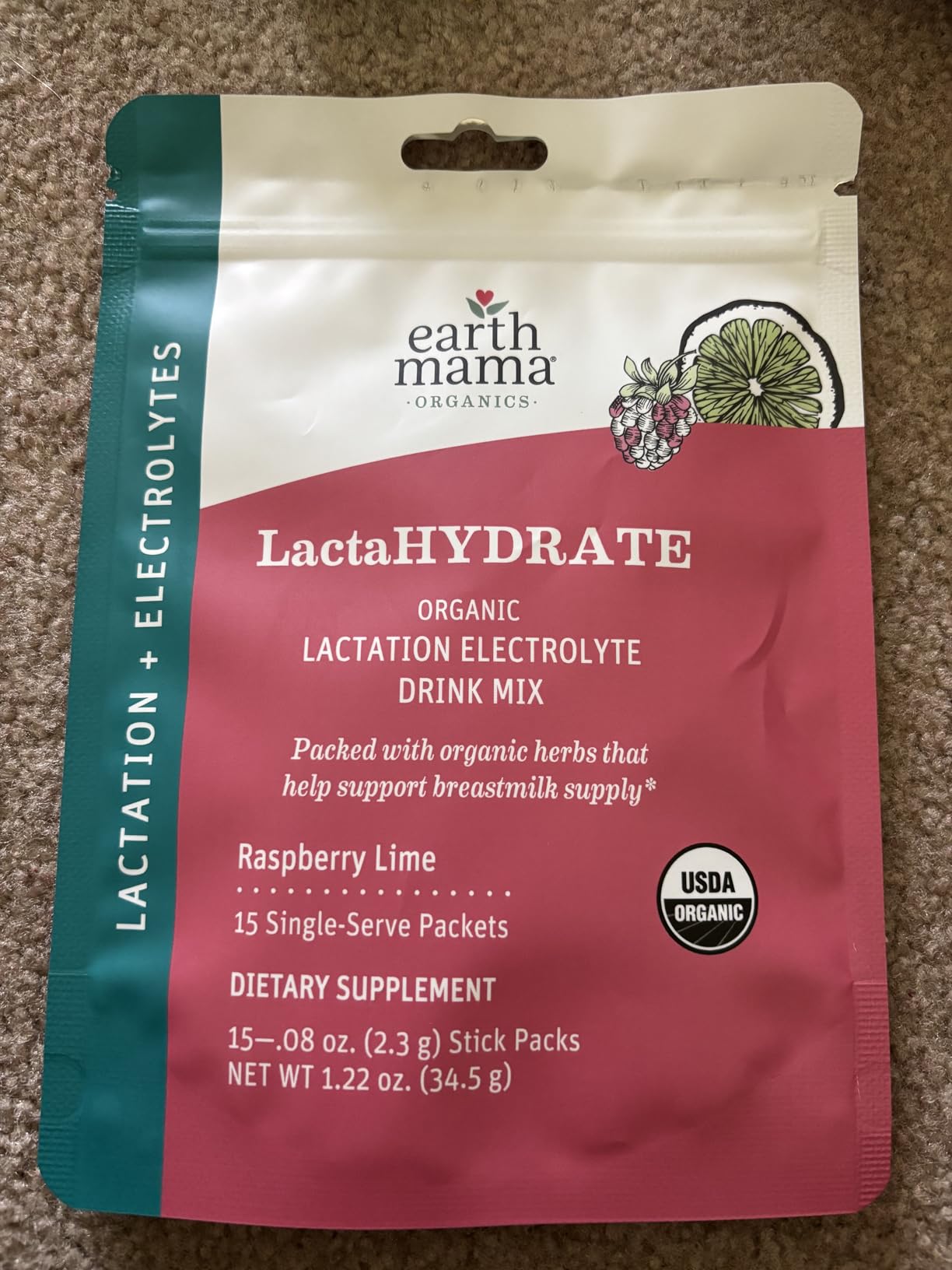 Organic LactaHYDRATE Lactation Hydration Drink Mix - 3.35 oz - Certified Organic by Oregon Tilth Electrolyte Drink with Herbs - Supports Breastmilk Supply for Breastfeeding & Pumping Moms customer photo 1