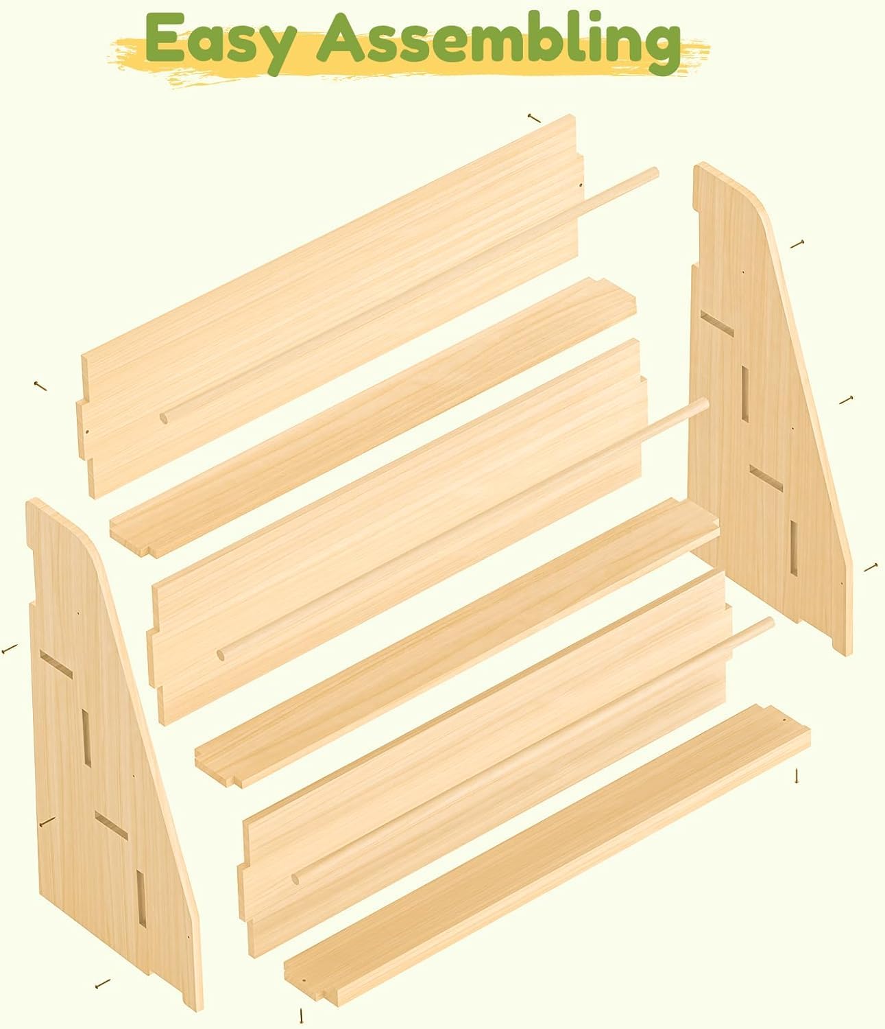 XiaZ Kids Bookshelf, Wooden Montessori Bookshelf for Toddlers with Front-Facing Display, Baby Book Display Shelves for Small Spaces, Childrens Book Organizer for Playroom, Nursery & Classroom, 3-Tier customer photo 1