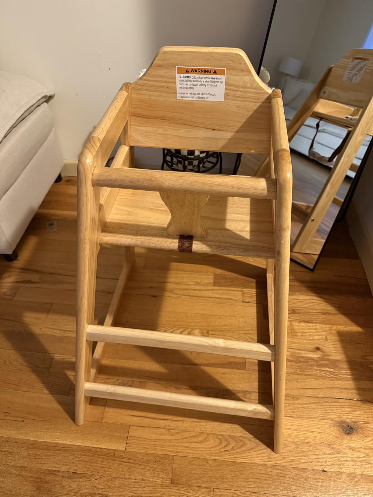 LA Baby Wooden High Chair - Restaurant Style Solid Wood Highchair for Babies and Toddlers - ASTM F404 Safety Certified - Stackable Design - Natural customer photo 2