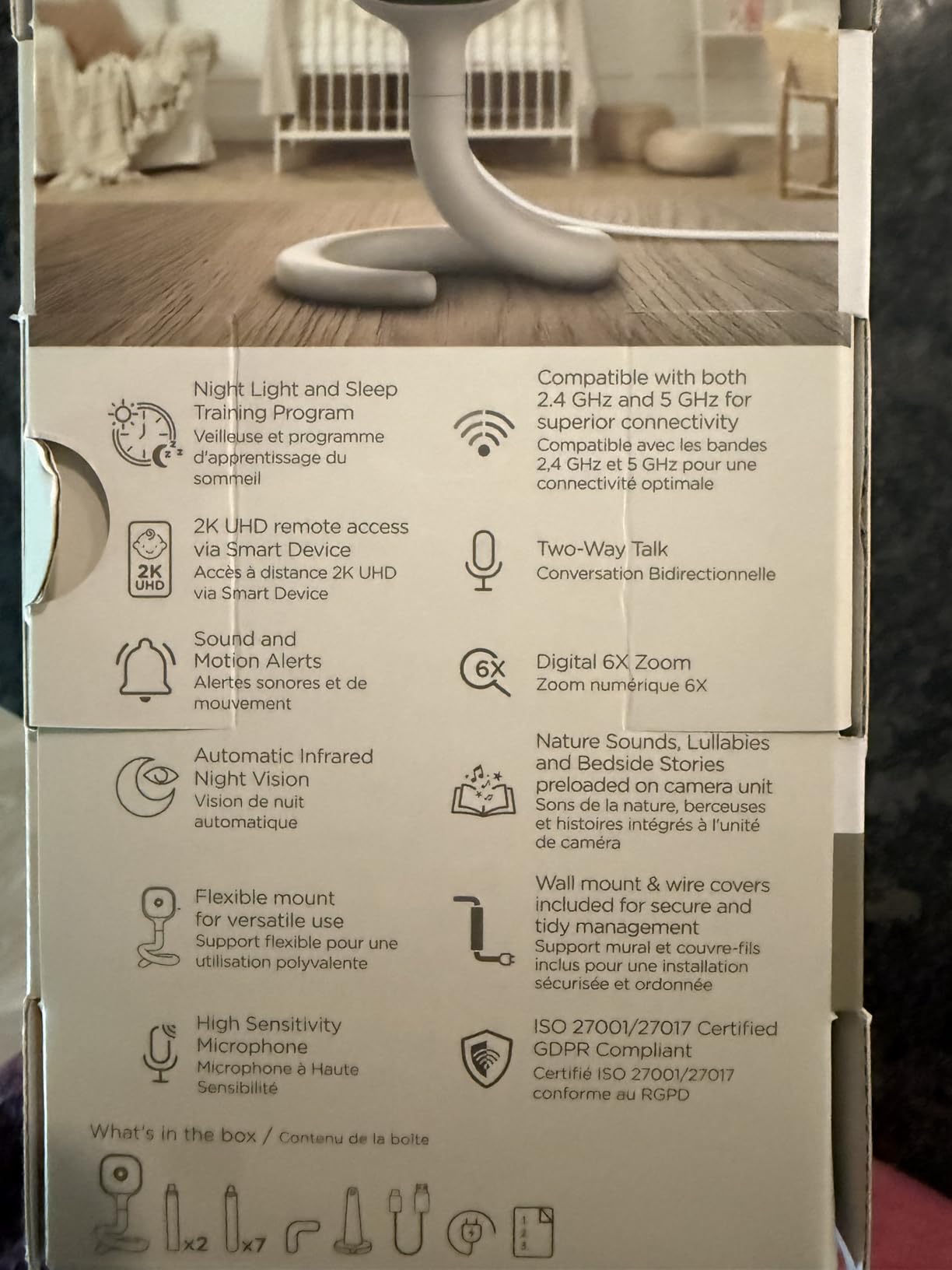 Hubble Connected AI Vision 5-in-1 2K UHD Baby Monitor with AI Alerts, True Cry Detection, Sleep Insights, Nightlight & Smart Soother, Flexible Mount, Dual-Band Wi-Fi (5 & 2.4 GHz) customer photo 2