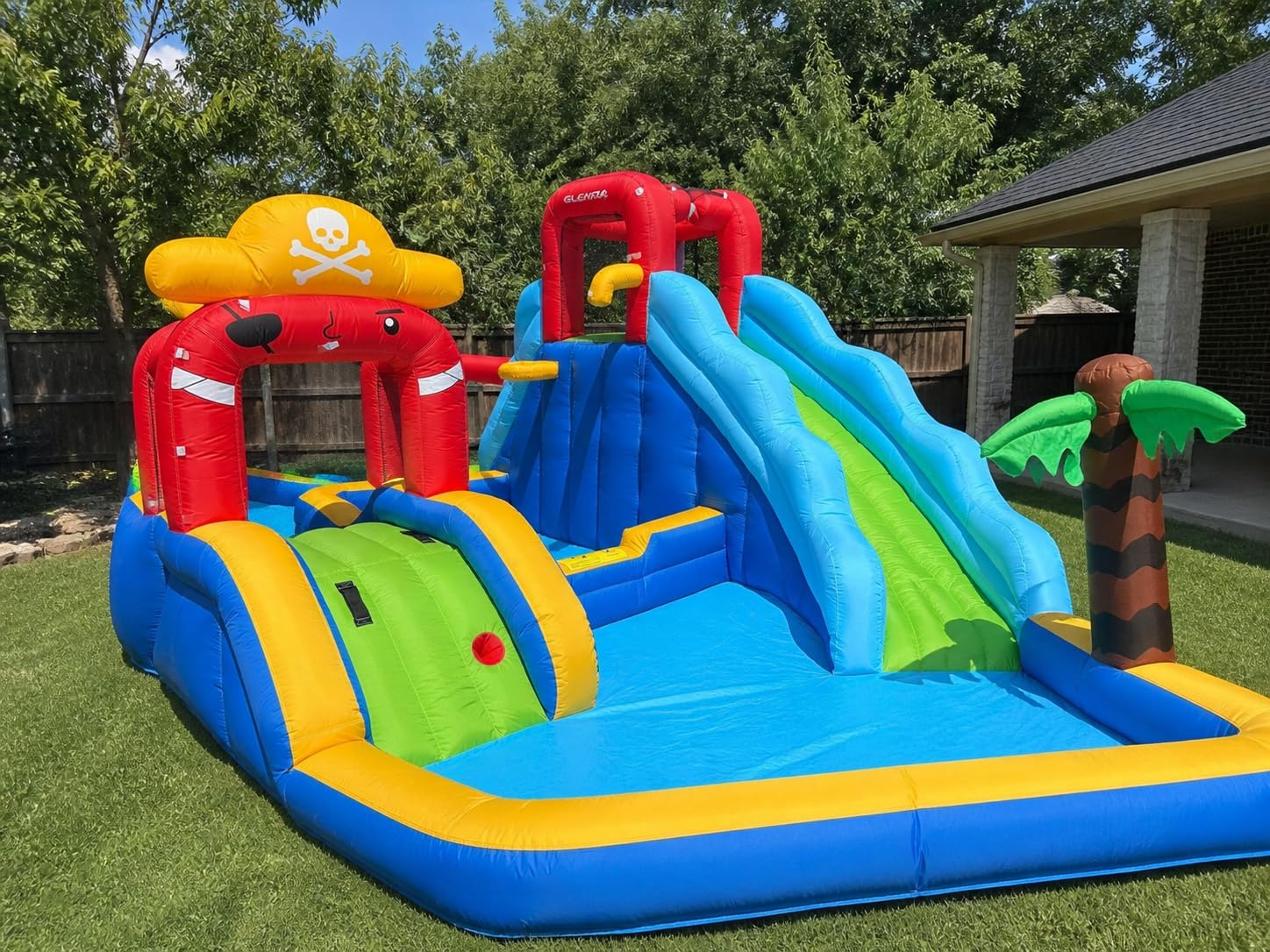 ELEMARA Inflatable Water Slide Bounce House, 10 in 1 Inflatable Water Park with Blower, 2 Slides & 2 Climbing Walls & 2 Water Guns, Deep Pool Giant Splash Pool, Water Slides for Kids Backyard for 6 customer photo 1