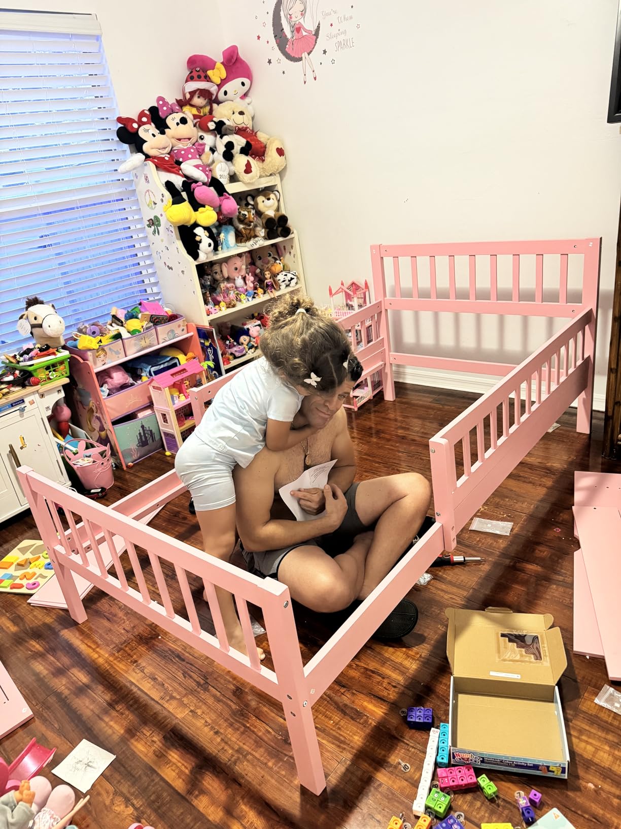 Bellemave Kids Twin Bed Frame with Fences and 2 Drawers, Twin Size Wooden Platform Bed with Guardrails on Both Sides for Boys Girls, Solid Pine Wood Frame with Slat Support, Natural customer photo 1