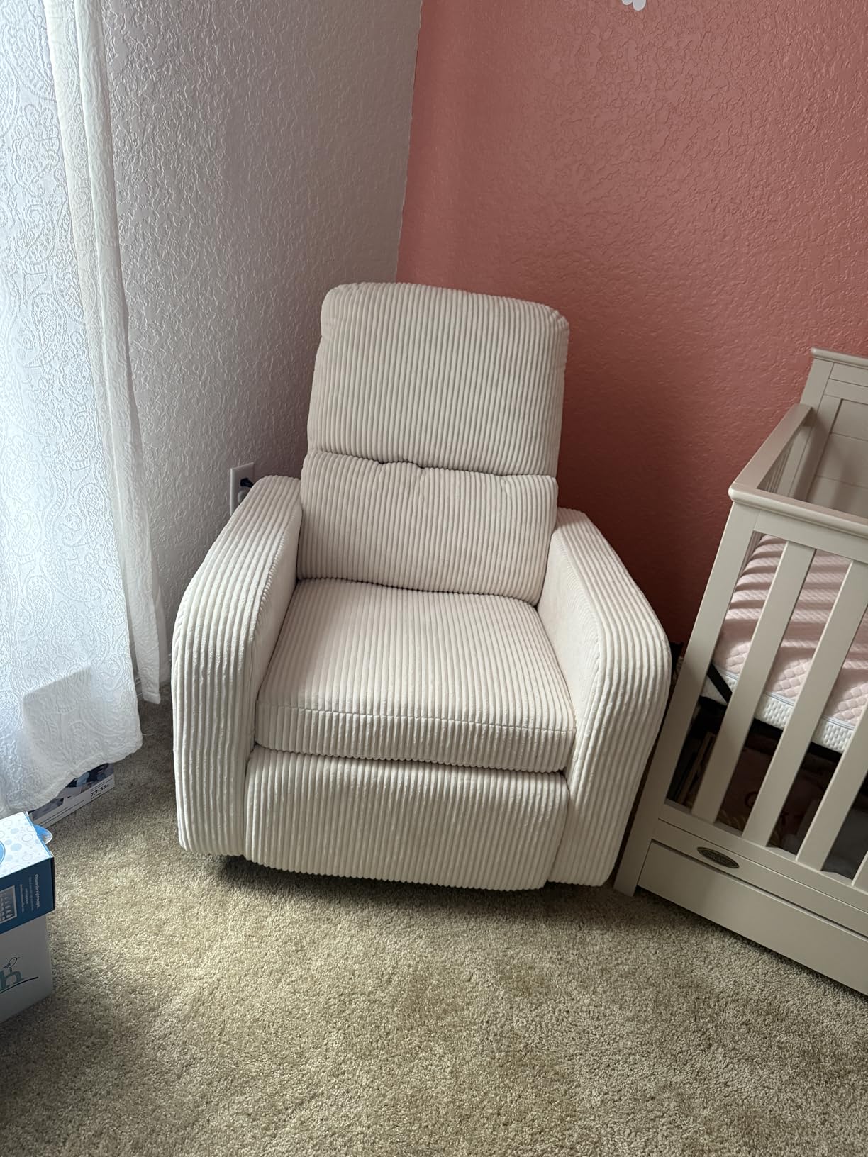 Power Swivel Rocker Recliner, Oversized Electric Boucle Recliner Chair, Swivel Glider Nursery Reclienr with Removable Cushion, Upholstered Recling Chair for Living Room Bedroom, Teddy Apricot customer photo 2