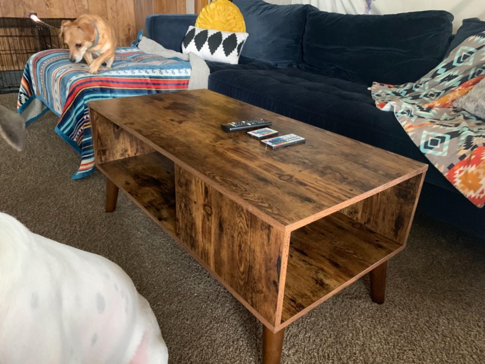 VASAGLE Lift Top Coffee Table, Lift Tabletop Dining Table, Gas Spring, Hidden Compartment, Open Storage Shelf, for Living Room, Home Office, Honey Brown ULCT268KB01S customer photo 2