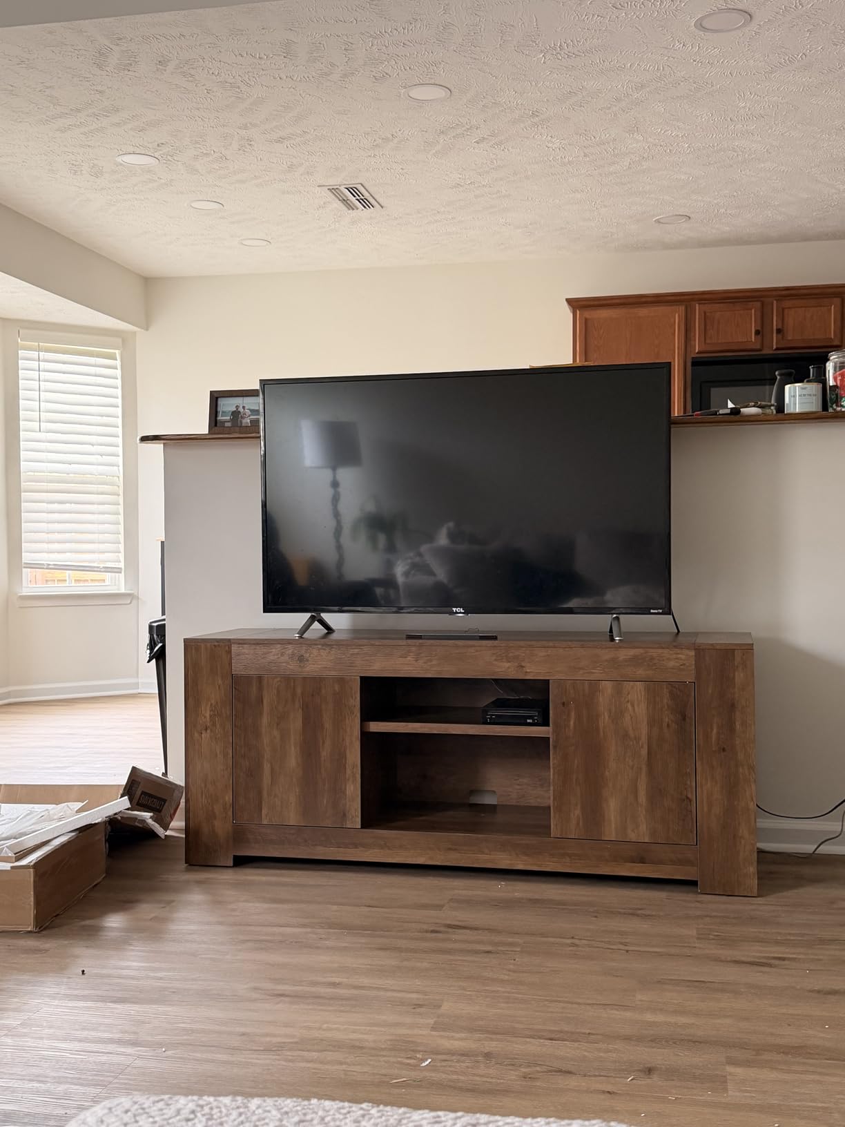 VASAGLE TV Stand, Farmhouse Entertainment Center with Storage Cabinets, Media Console Table for Living Room, Bedroom, for 80 Inch TV, 70 x 15.7 x 23.6 Inches, Honey Brown ULTV624K101S customer photo 1