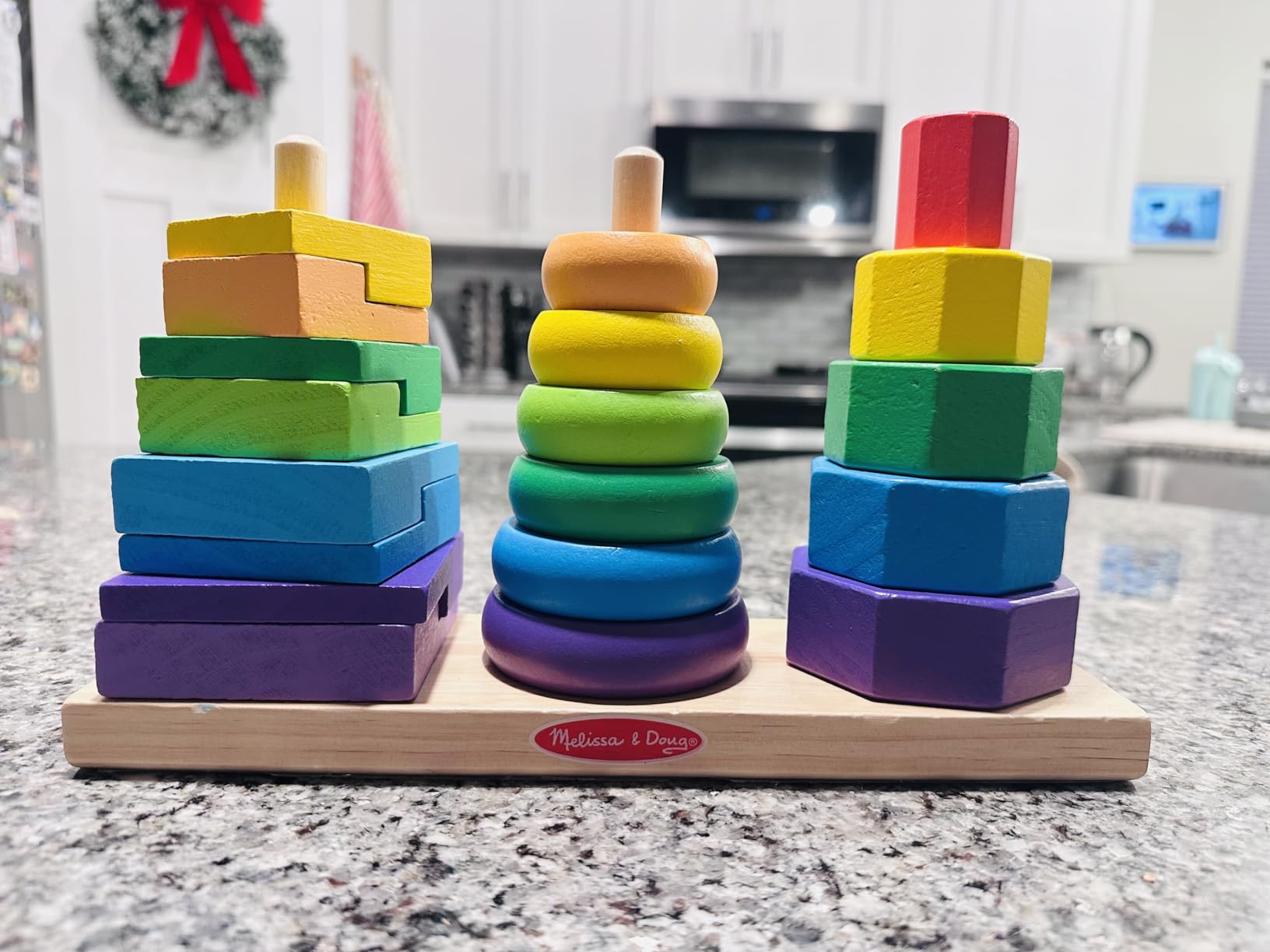 Melissa & Doug Geometric Stacker - Wooden Educational Toy, 25 count (pack of 1) customer photo 1