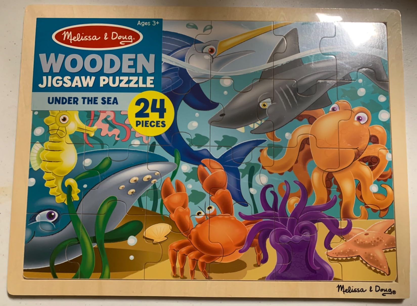 Melissa & Doug Under The Sea Ocean Animals Wooden Jigsaw Puzzle with Storage Tray (24 pcs) customer photo 1