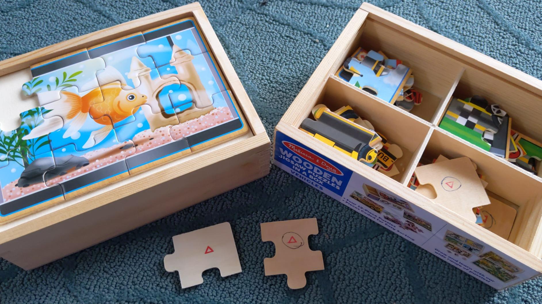 Melissa & Doug 4-in-1 Wooden Pets Jigsaw Puzzle Set, 48 Pieces with Storage Box, Toddler Puzzle Toy for Kids Ages 3+ - FSC Certified customer photo 2