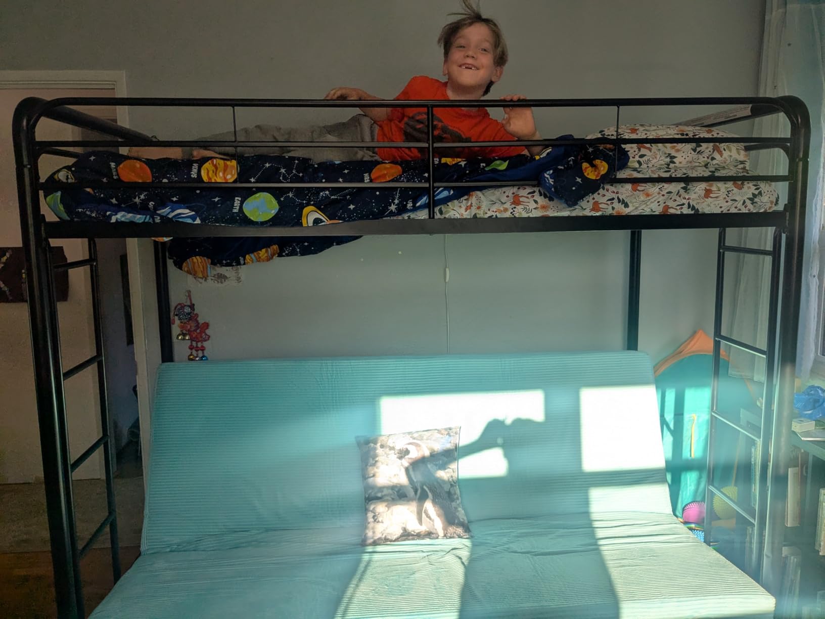 DHP Dusty Metal Bunk Bed with Secured Ladders, Twin/Full, Black customer photo 2