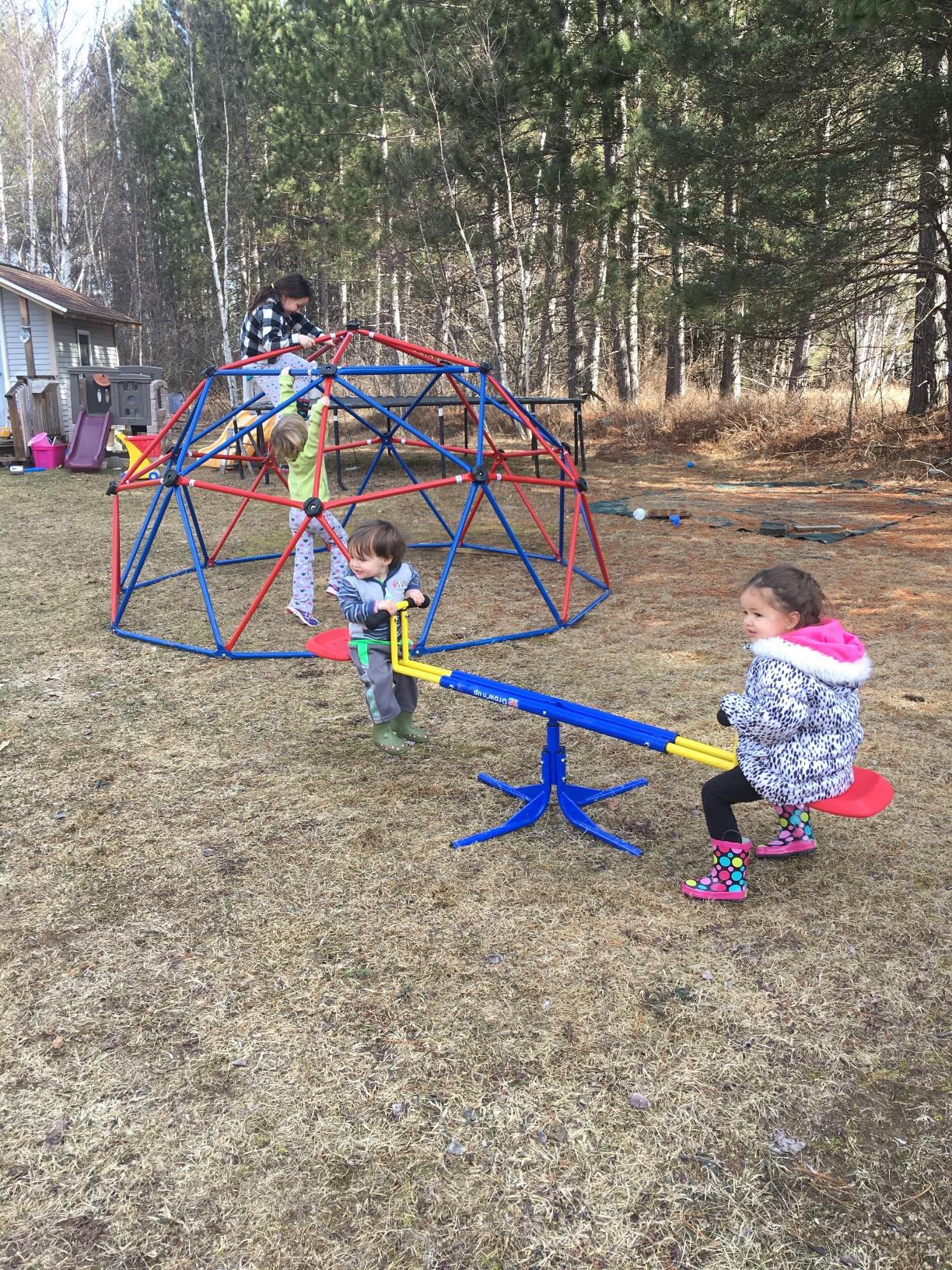 Grow'n Up Heracles Seesaw - 360° Spinning Teeter Totter for Kids - Heavy-Duty Metal Frame Backyard Playground Equipment - Height Adjustable with Soft Grip Handles - Ages 3-8 customer photo 1