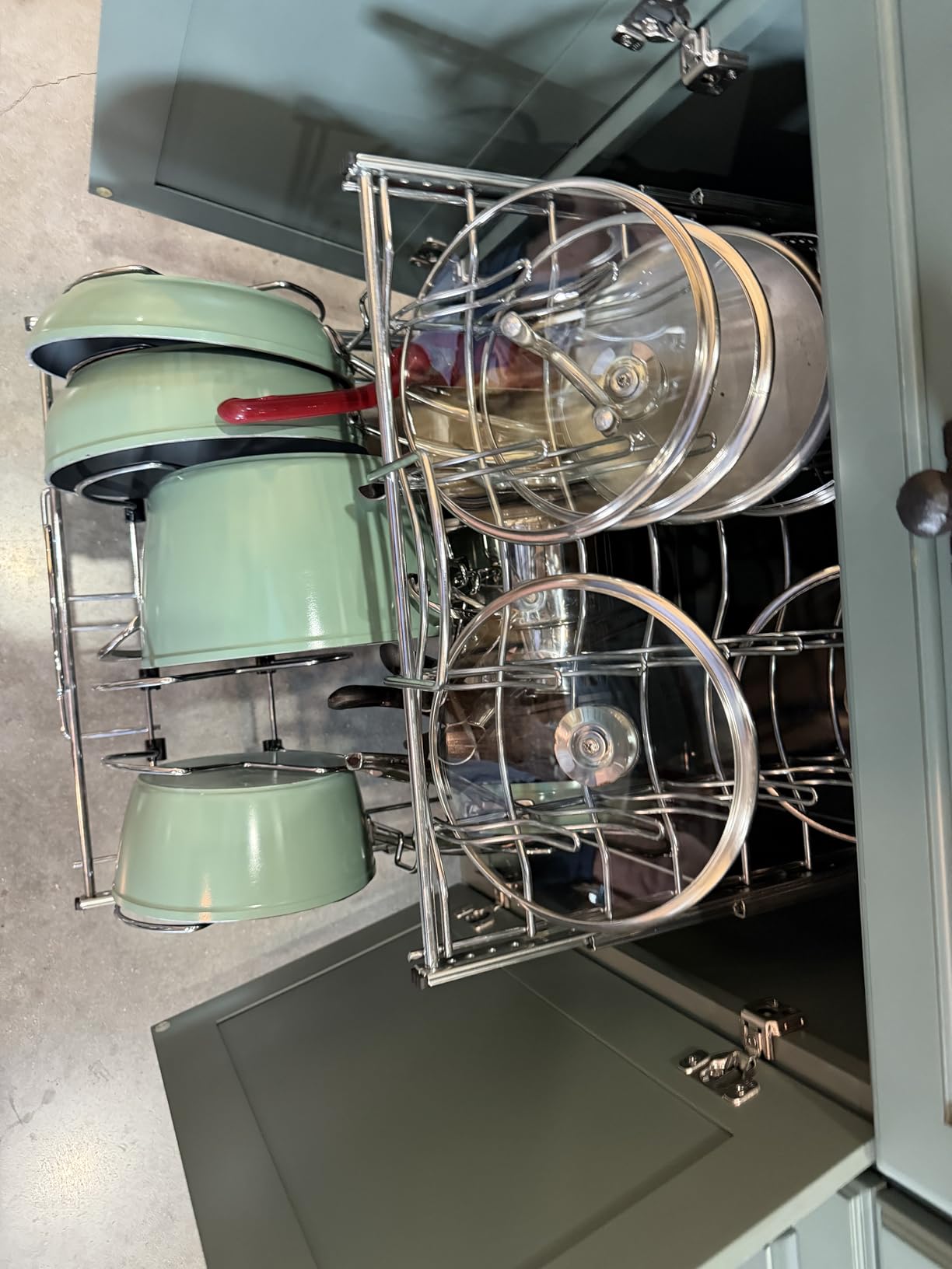 Rev-A-Shelf 2-Tier Kitchen Cabinet Pullout, Cabinet Organizer for Pots, Pans, and Lid Cookware, Adjustable Heavy Duty Wire, Min Opening Width of 11.5