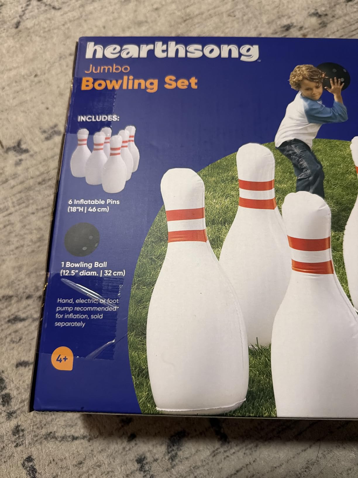HearthSong Giant Indoor/Outdoor Inflatable Bowling Game for Kids' with Six 18