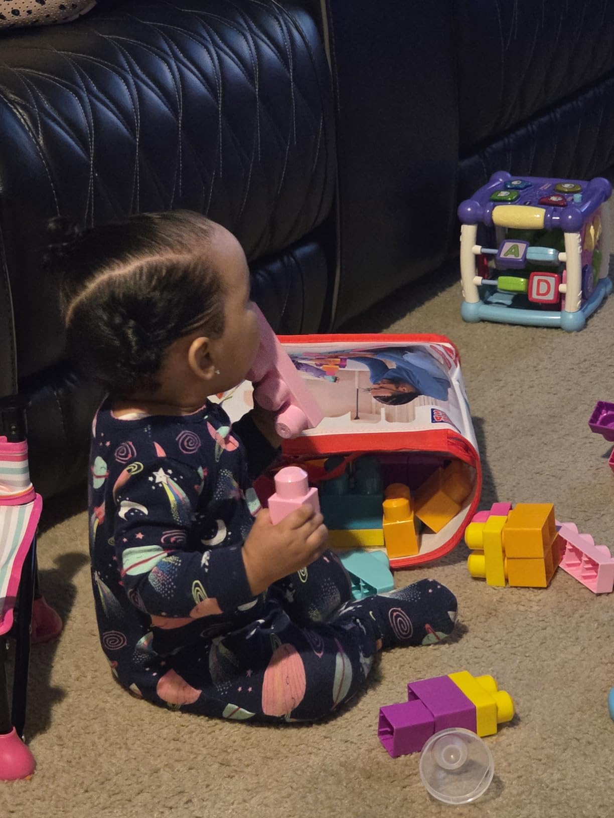 MEGA BLOKS First Builders Toddler Blocks Toys Set, Big Building Bag with 80 Pieces and Storage, Blue, Ages 1+ Years customer photo 2
