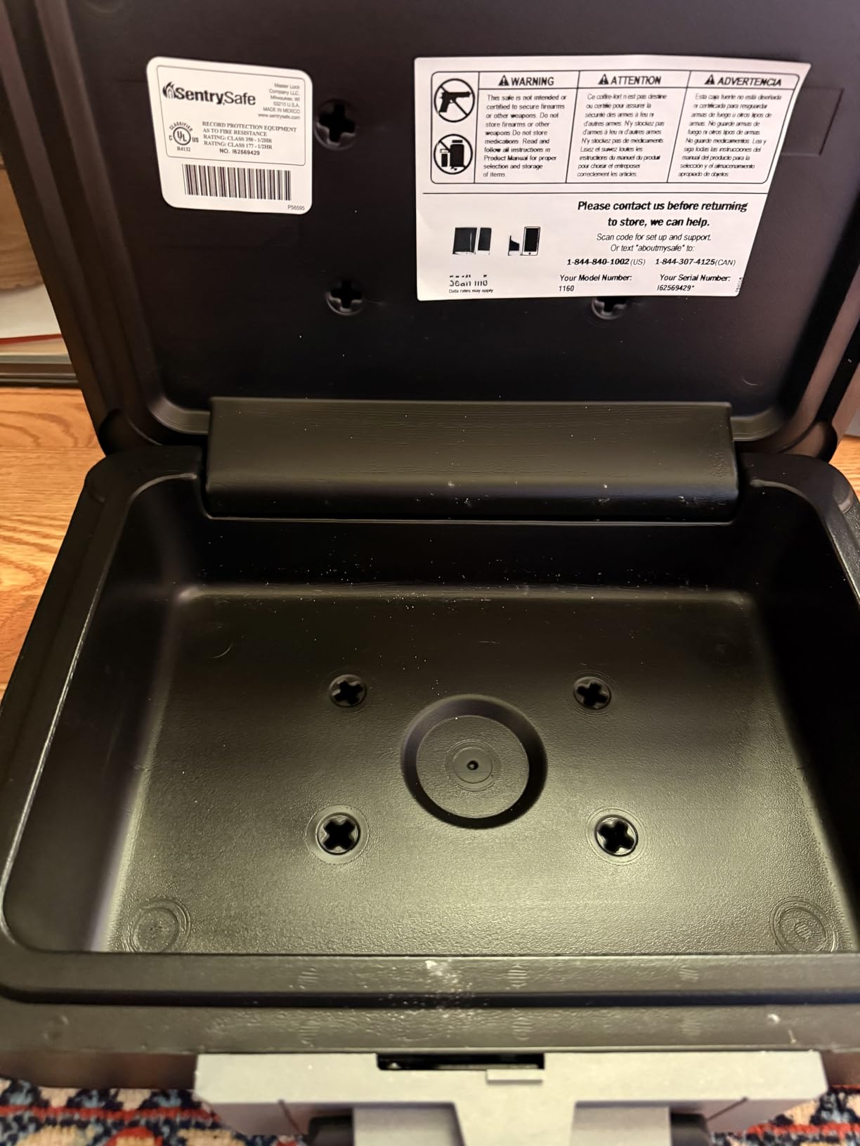 SentrySafe Fireproof Money Safe with Key Lock, Black Lock Box with Portable Carrying Handle for Travel, Exterior: 14.3 in. W x 11.2 in. D x 6.1 in H, 1200 customer photo 2