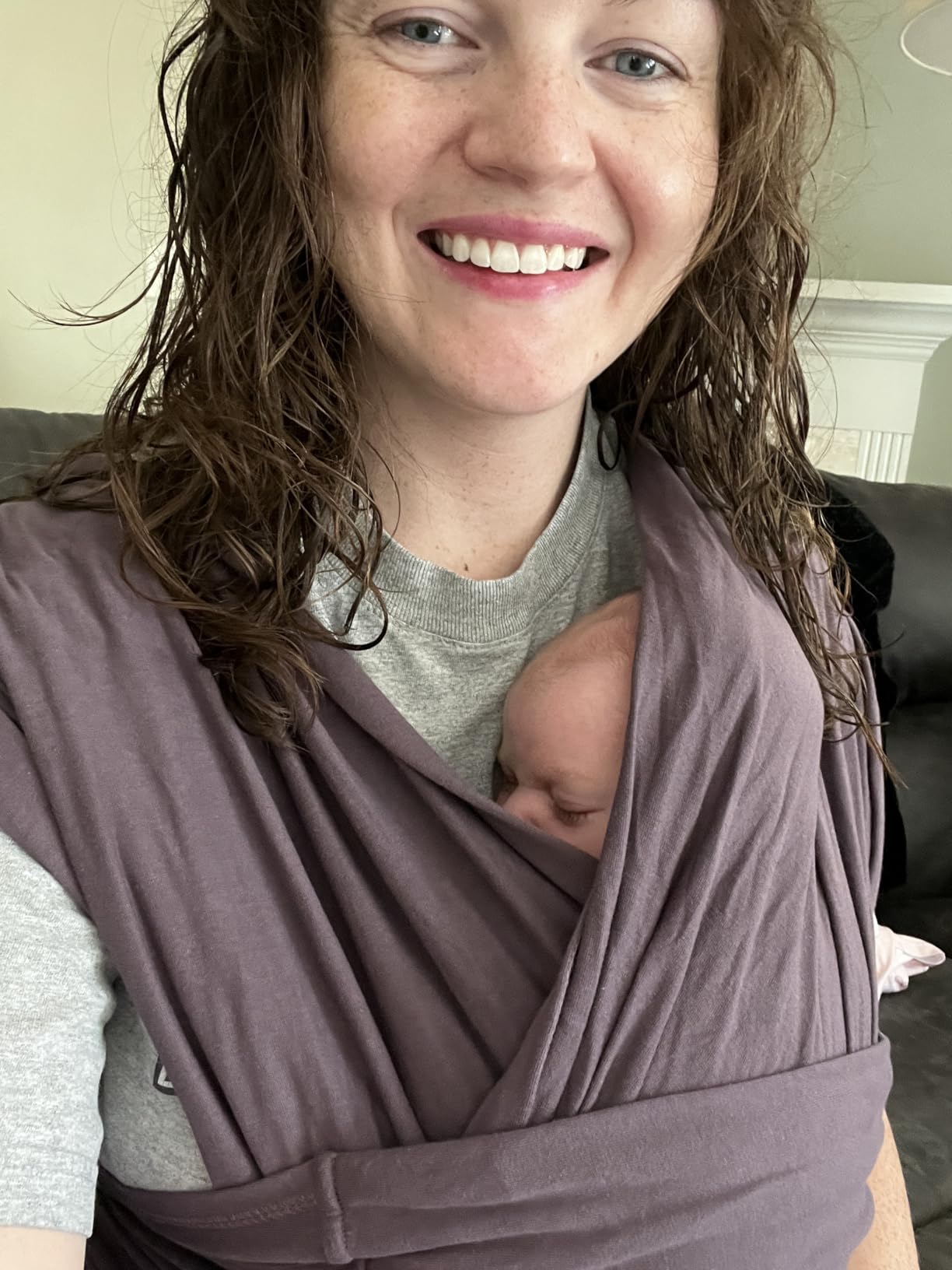 Original Baby K'tan Baby Carrier: #1 Easy Pre-Wrapped, Soft, Slip-On, No Rings, No Buckles | 5 in 1 Baby Sling for Hands-Free Comfort | Heather Grey | X-Small customer photo 1