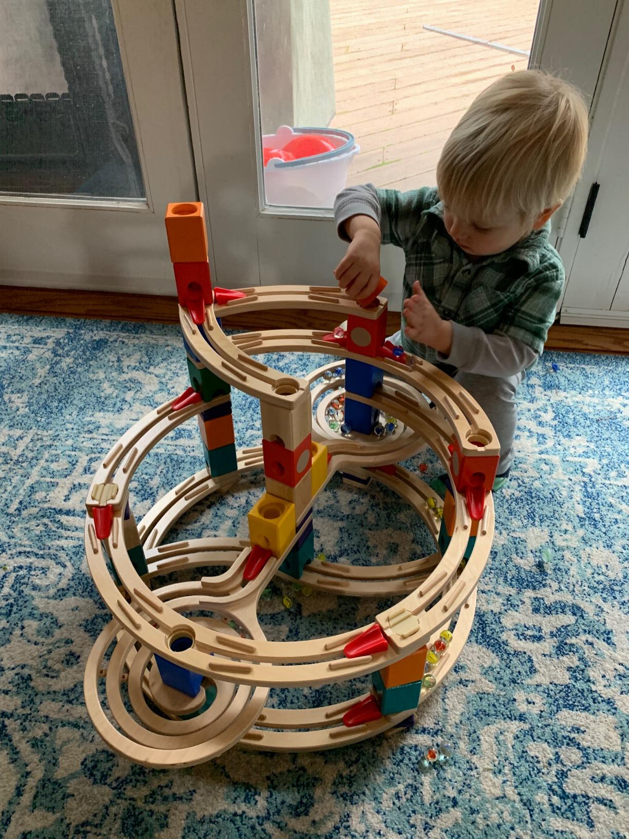 Hape Quadrilla Cyclone Wooden Marble Run Race Maze Construction Building Set | STEM Educational Learning Toys for Kids customer photo 1