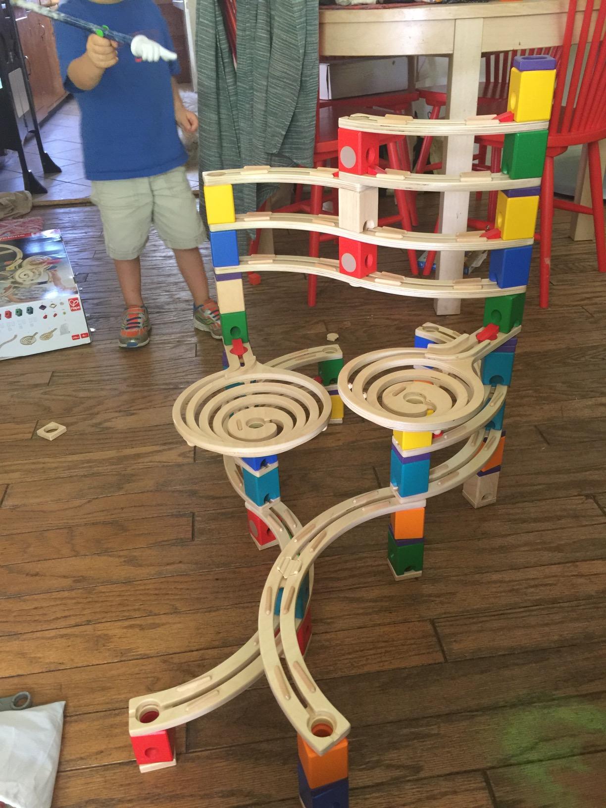 Hape Quadrilla Cyclone Wooden Marble Run Race Maze Construction Building Set | STEM Educational Learning Toys for Kids customer photo 2