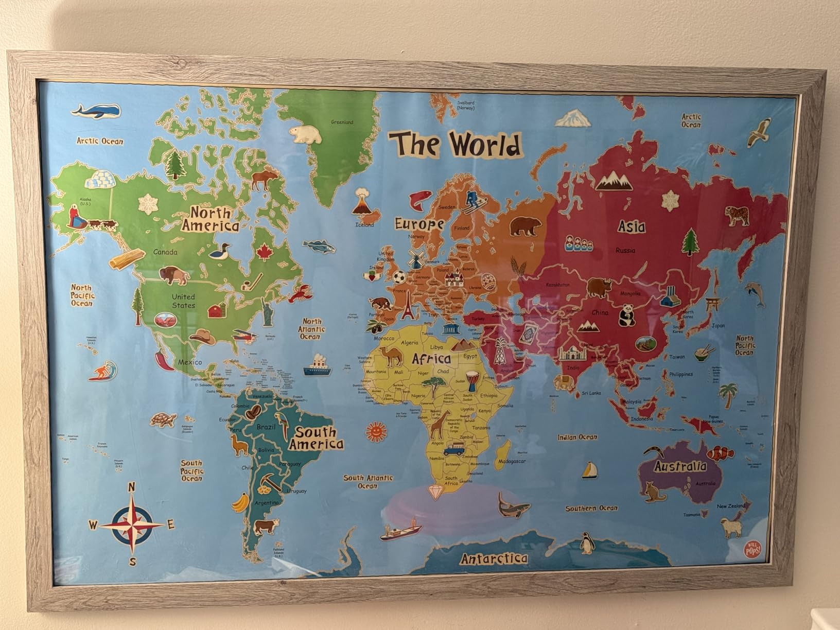 WallPops, Wall Pops WallPops: Kids World Dry Erase Map Decal, Wall Decal, Multi, 24in x 36in customer photo 1