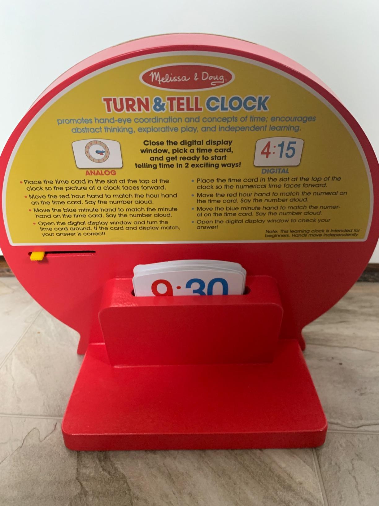 Melissa & Doug Turn & Tell Wooden Clock - Educational Toy with 12+ Reversible Time Cards customer photo 1