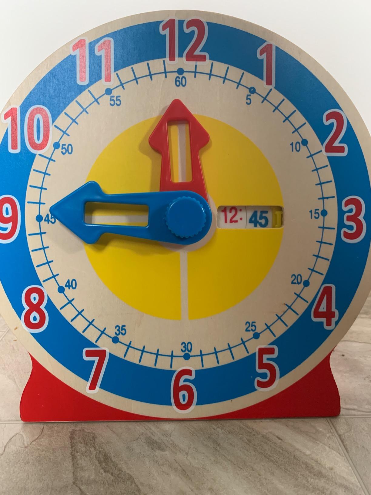 Melissa & Doug Turn & Tell Wooden Clock - Educational Toy with 12+ Reversible Time Cards customer photo 2