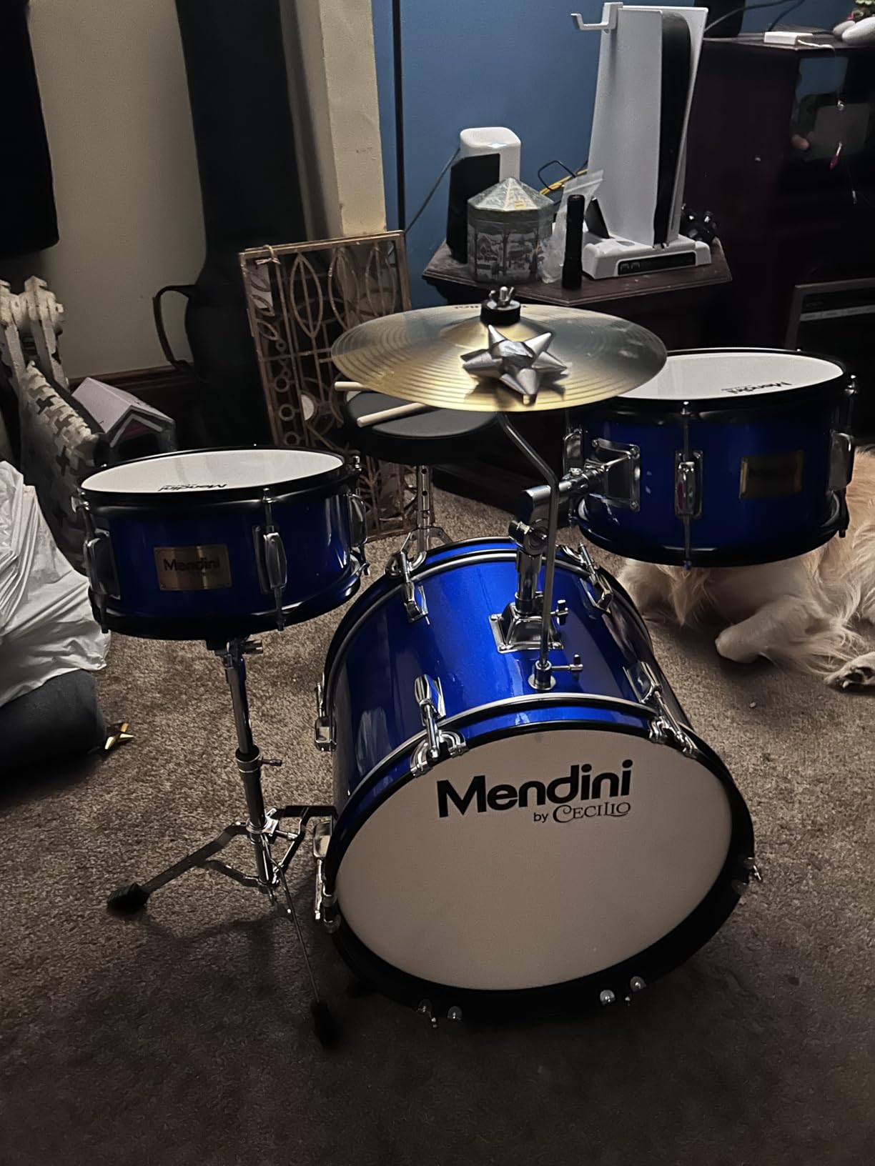 Mendini By Cecilio Drum Set, 3 Piece Junior Drum Set for Beginners with Bass Tom Snare Drum, 13 inch Drum Kit with Snare, Cymbal, Drumsticks, Adjustable Seat (Metallic Green) customer photo 1