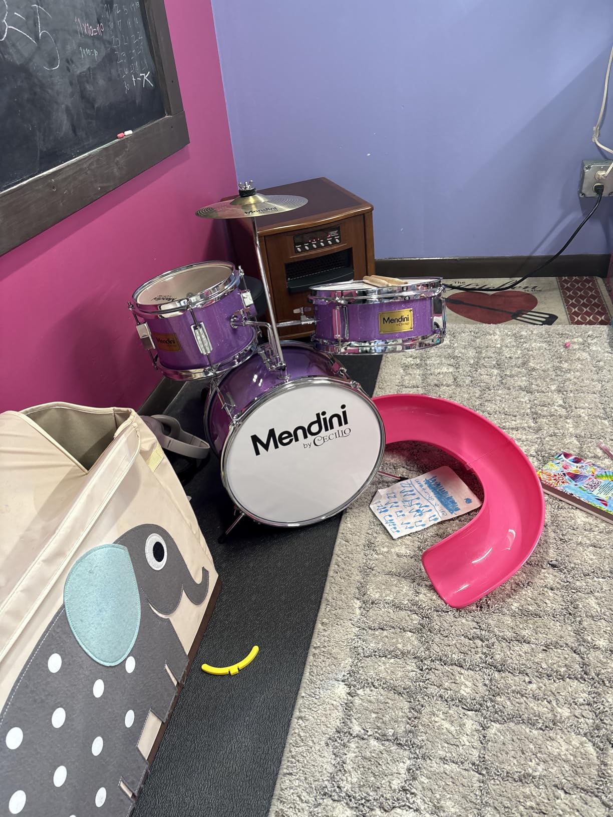 Mendini By Cecilio Drum Set, 3 Piece Junior Drum Set for Beginners with Bass Tom Snare Drum, 13 inch Drum Kit with Snare, Cymbal, Drumsticks, Adjustable Seat (Metallic Green) customer photo 2