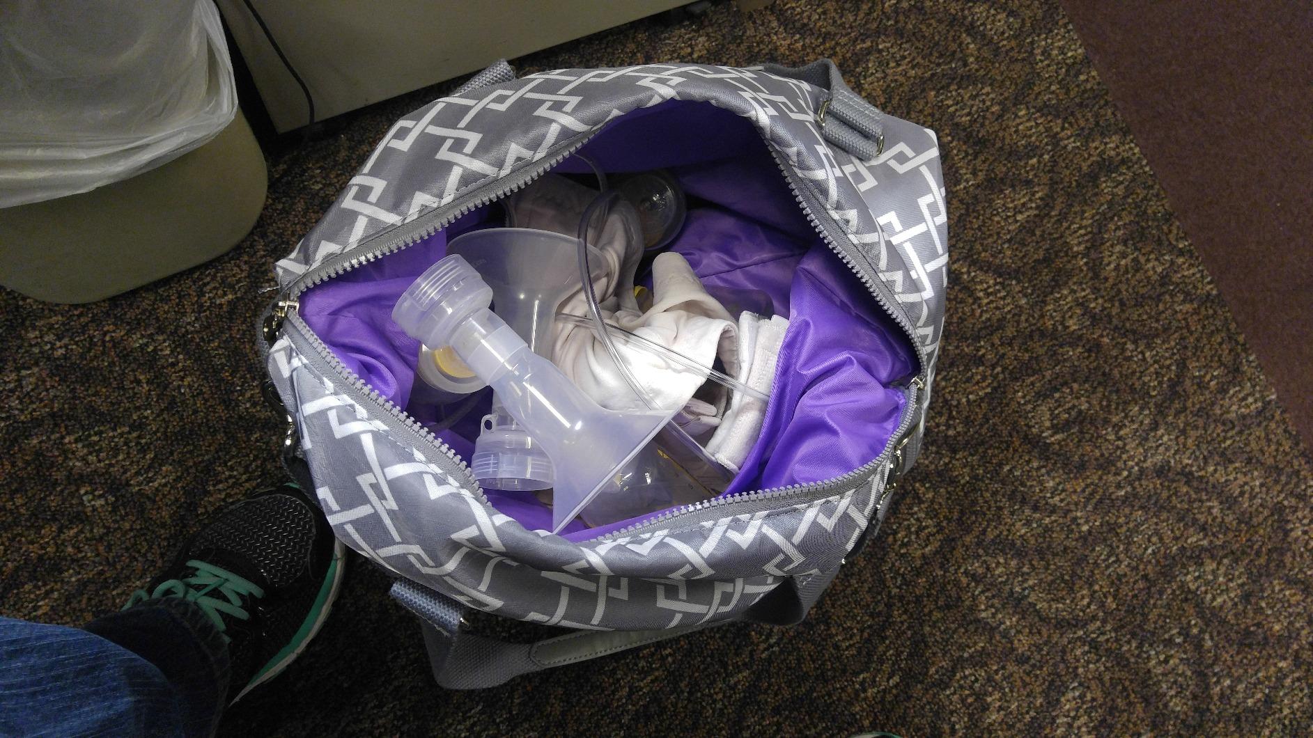 Sarah Wells Lizzy Breast Pump Bag - Stylish Pump Tote with Insulated Cooler Pocket, Laptop Sleeve & Spacious Side Compartment - Fits Portable Pumps & More - Easy-Clean, Lightweight Breastfeeding Bag (Grey) customer photo 1