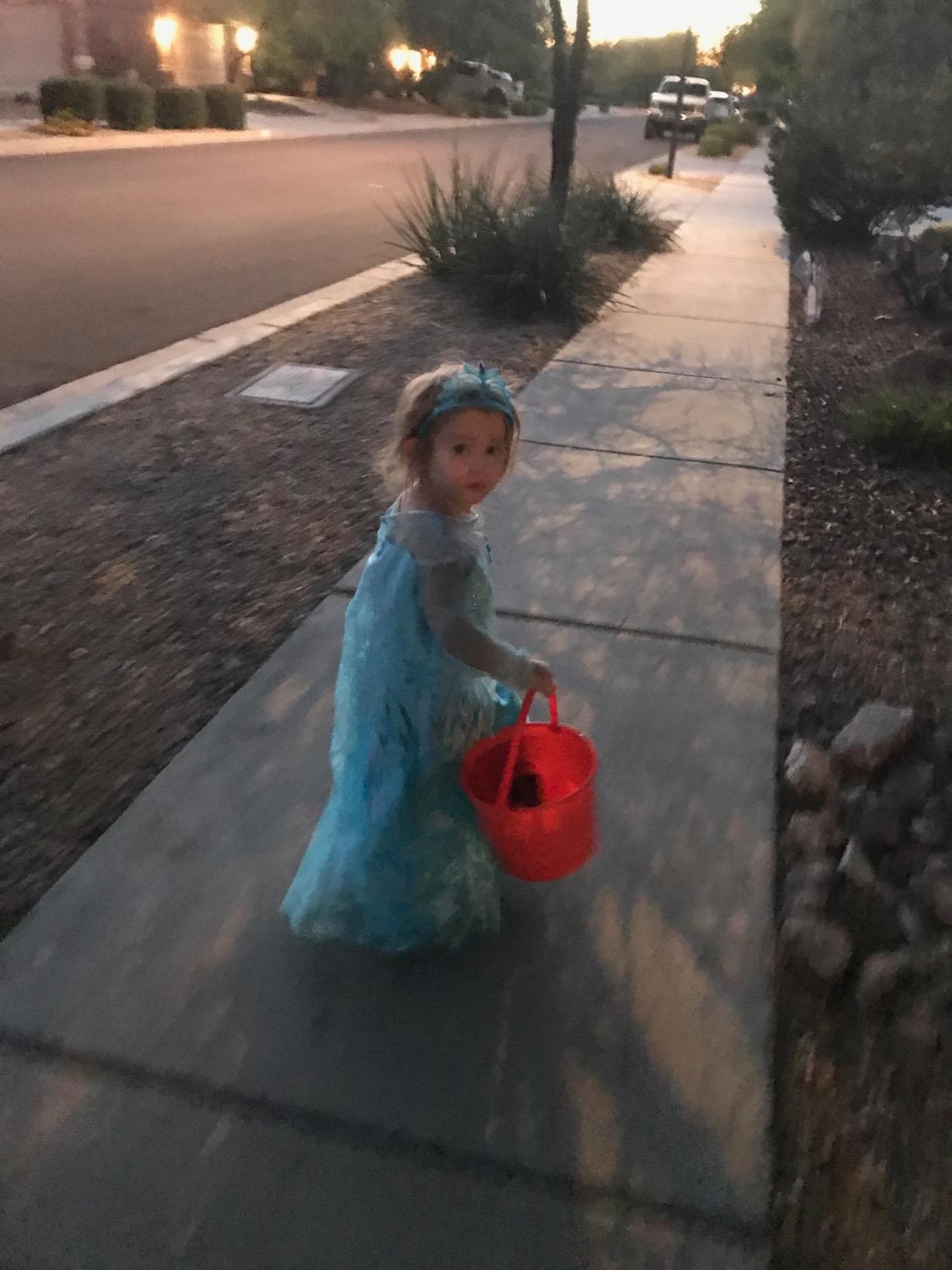 Elsa Toddler Classic Costume, Official Disney Frozen Halloween Costume, Size Medium (3T-4T) customer photo 1