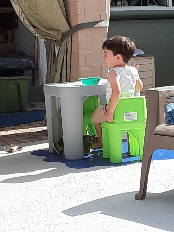 Step2 Mighty My Size Kids Table & Chair Set, Playroom Activity Table for Arts & Crafts, Made of Durable Plastic, For Toddlers 2+ Years Old, Gray & Green customer photo 1