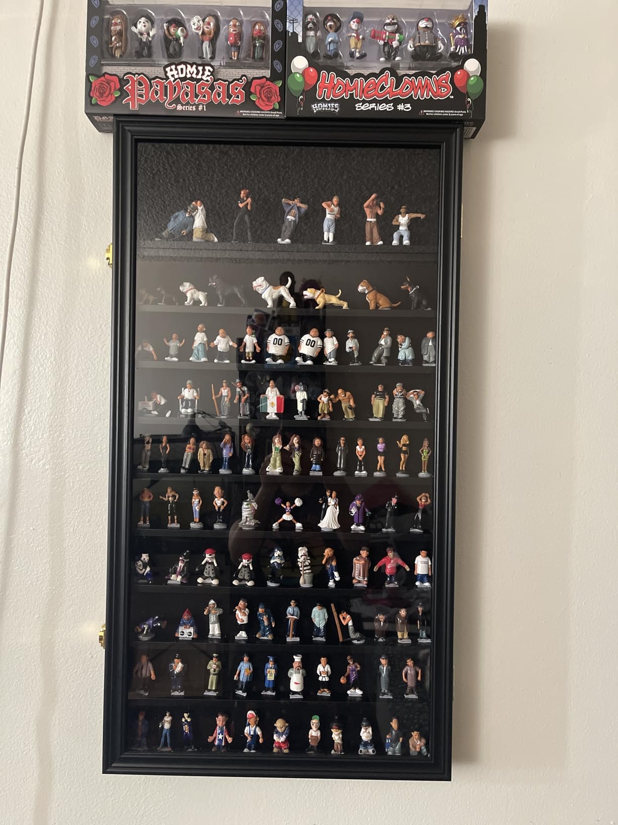 Minifigure Display Case - Building Block Toy Wall Cabinet Showcase for Small Miniature Collectibles, Lockable UV Protection Door (Black Finish Frame) customer photo 1