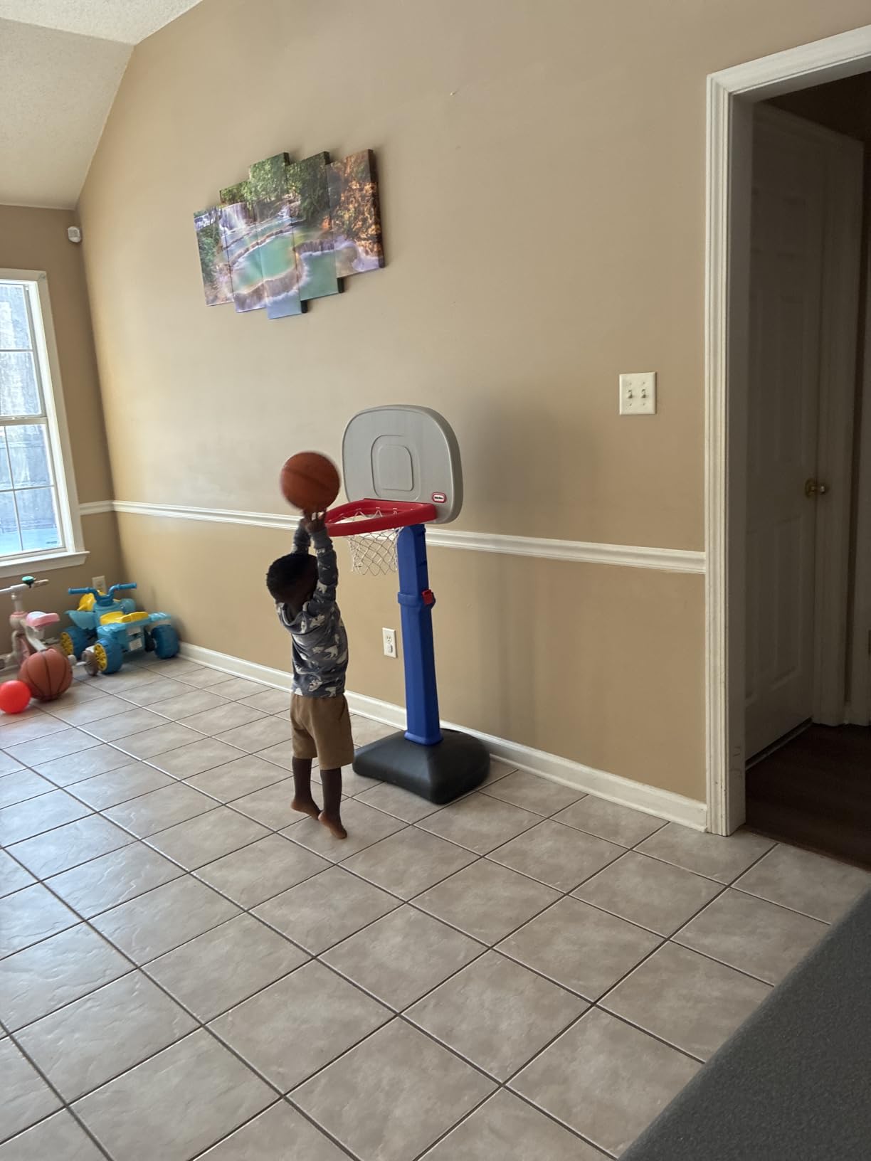 Little Tikes Easy Score Basketball Set, Blue, 3 Balls - Amazon Exclusive, 23.75 x 22 x 61 inches customer photo 2