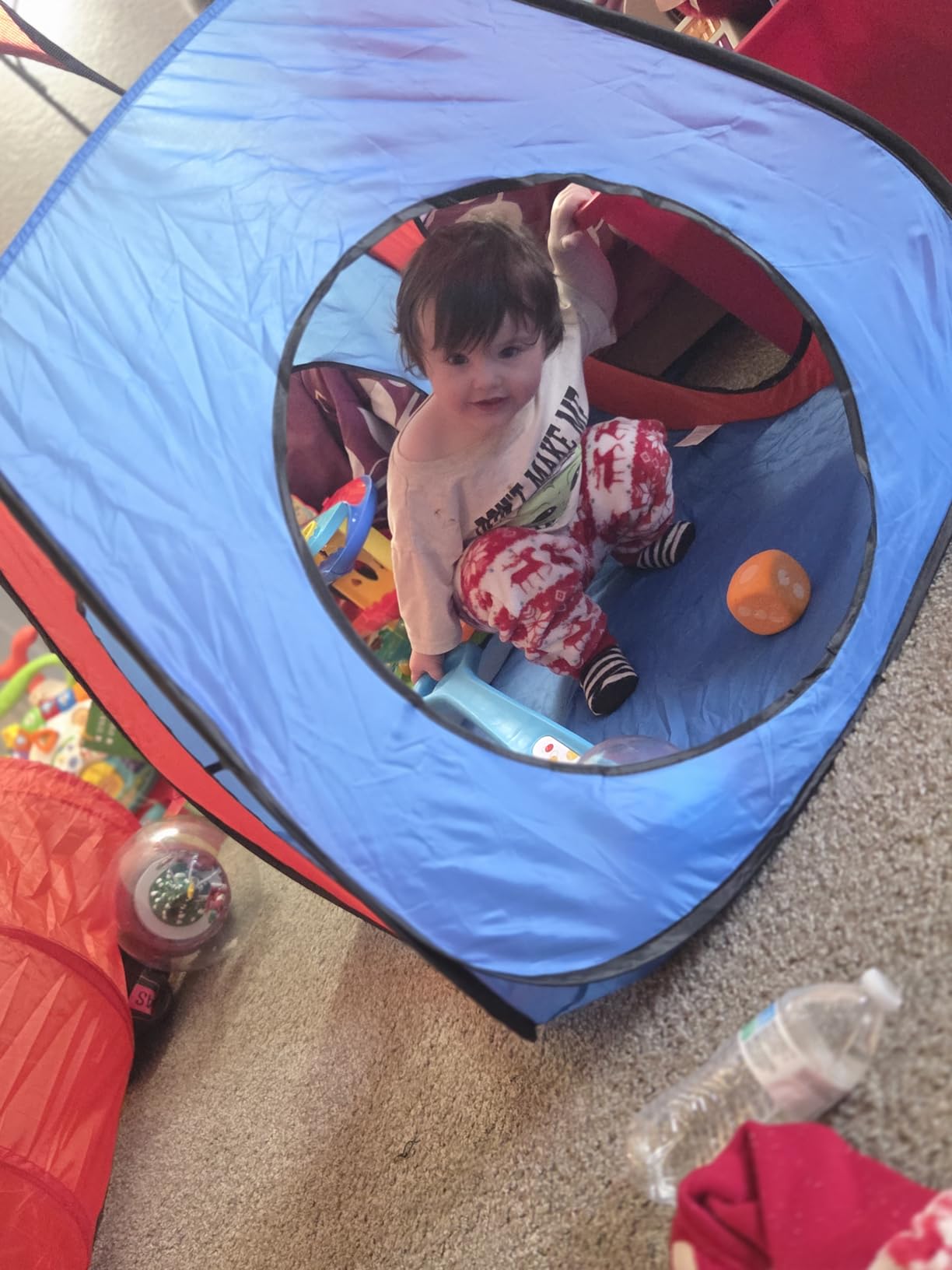 Playz 4pc Pop Up Play Tent and Tunnel Bundle for Toddlers and Kids - Indoor & Outdoor Playhouse with Storage Bag, Red & Blue customer photo 2
