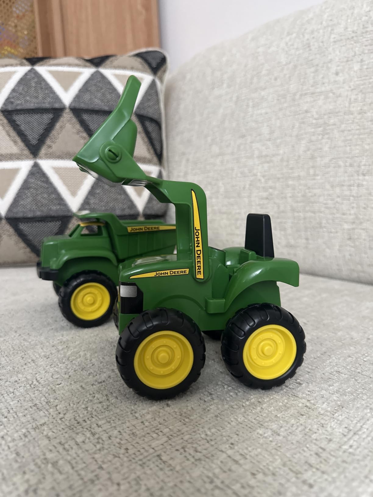 TOMY John Deere Vehicle Set - Includes Dump Truck Toy and Tractor Toy with Loader - Kids Outdoor Toys - Kids Construction and Sandbox Toys - 6 Inches - 2 Count - Ages 18 Months and Up customer photo 1