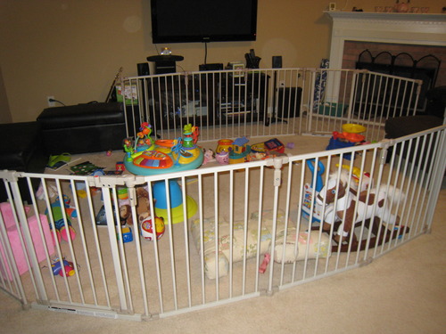 Toddleroo by North States - 3 In 1 Metal Superyard Baby Play Yard: 8 Panel Playpen, Gate, or Extra Wide Fence - Encloses Up to 19 Square Feet - 30 Inches Tall - Taupe customer photo 1