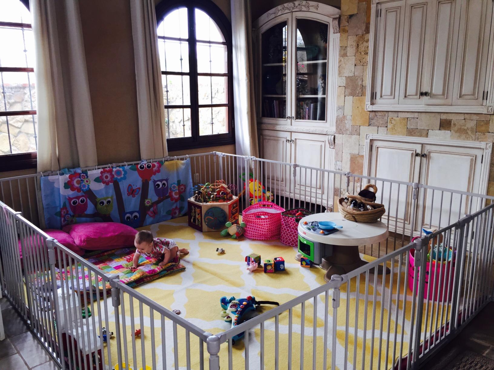 Toddleroo by North States - 3 In 1 Metal Superyard Baby Play Yard: 8 Panel Playpen, Gate, or Extra Wide Fence - Encloses Up to 19 Square Feet - 30 Inches Tall - Taupe customer photo 2