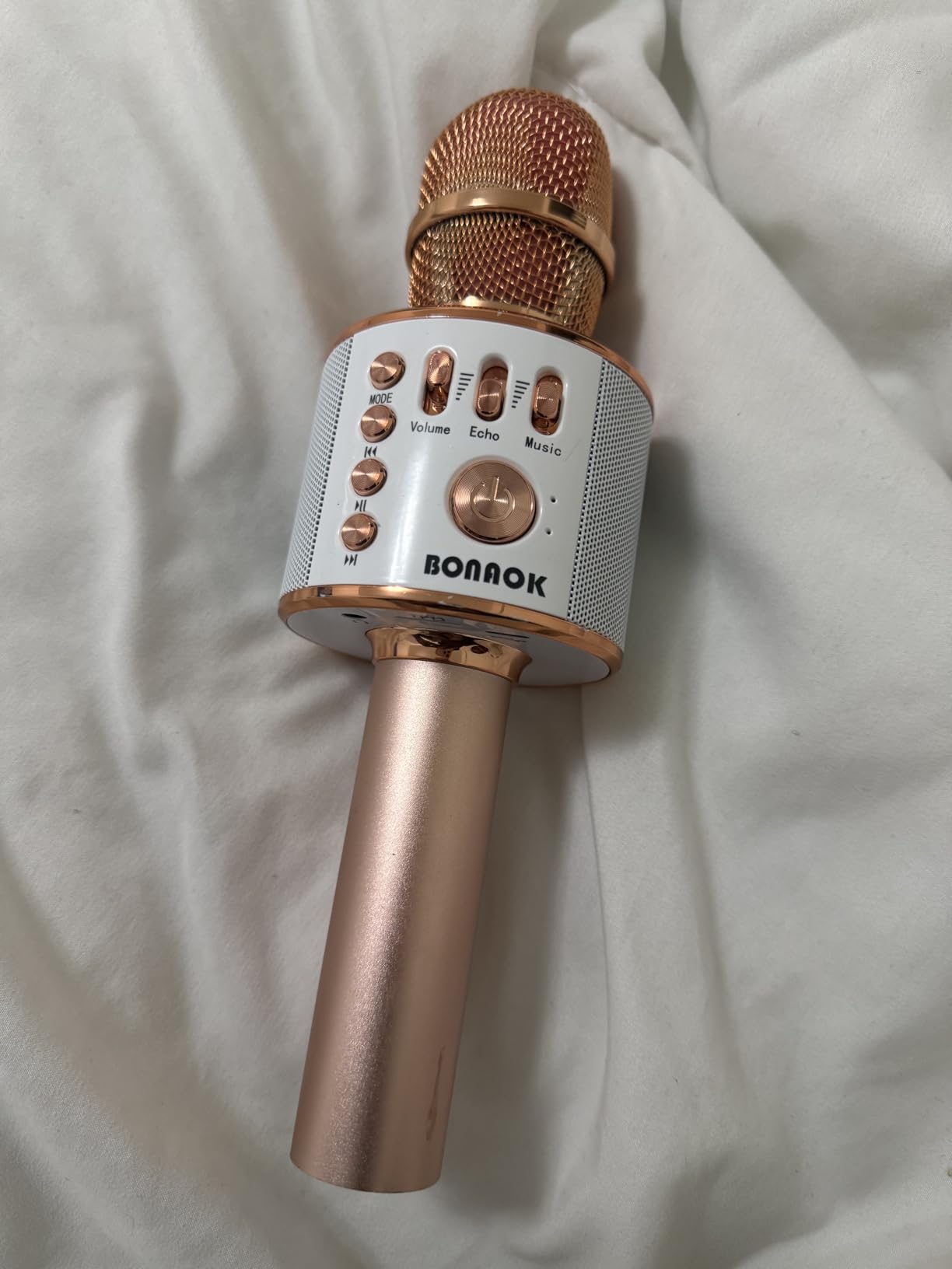 BONAOK Wireless Bluetooth Karaoke Microphone, 3-in-1 Portable Handheld Karaoke Mic Speaker Machine Home Party Birthday for All Smartphones PC (Q37 Rose Gold) customer photo 2
