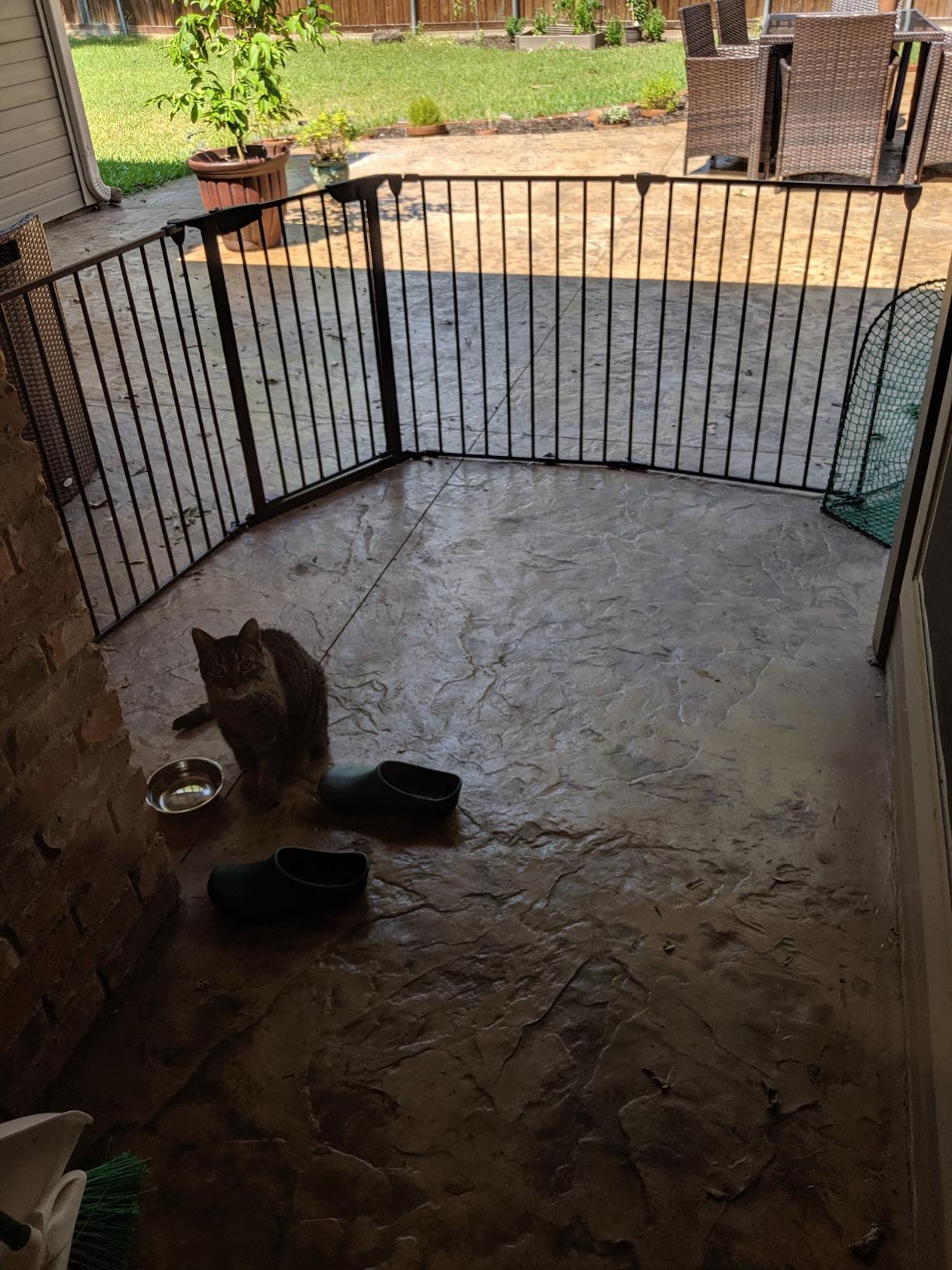 Costzon Baby Safety Gate, 121 Inch Length 5 Panel Adjustable Wide Fireplace Fence, BBQ Metal Fire Screen Gate, Pet Isolation Fence with Walk-Through Door, Freestanding Pets Gate customer photo 2