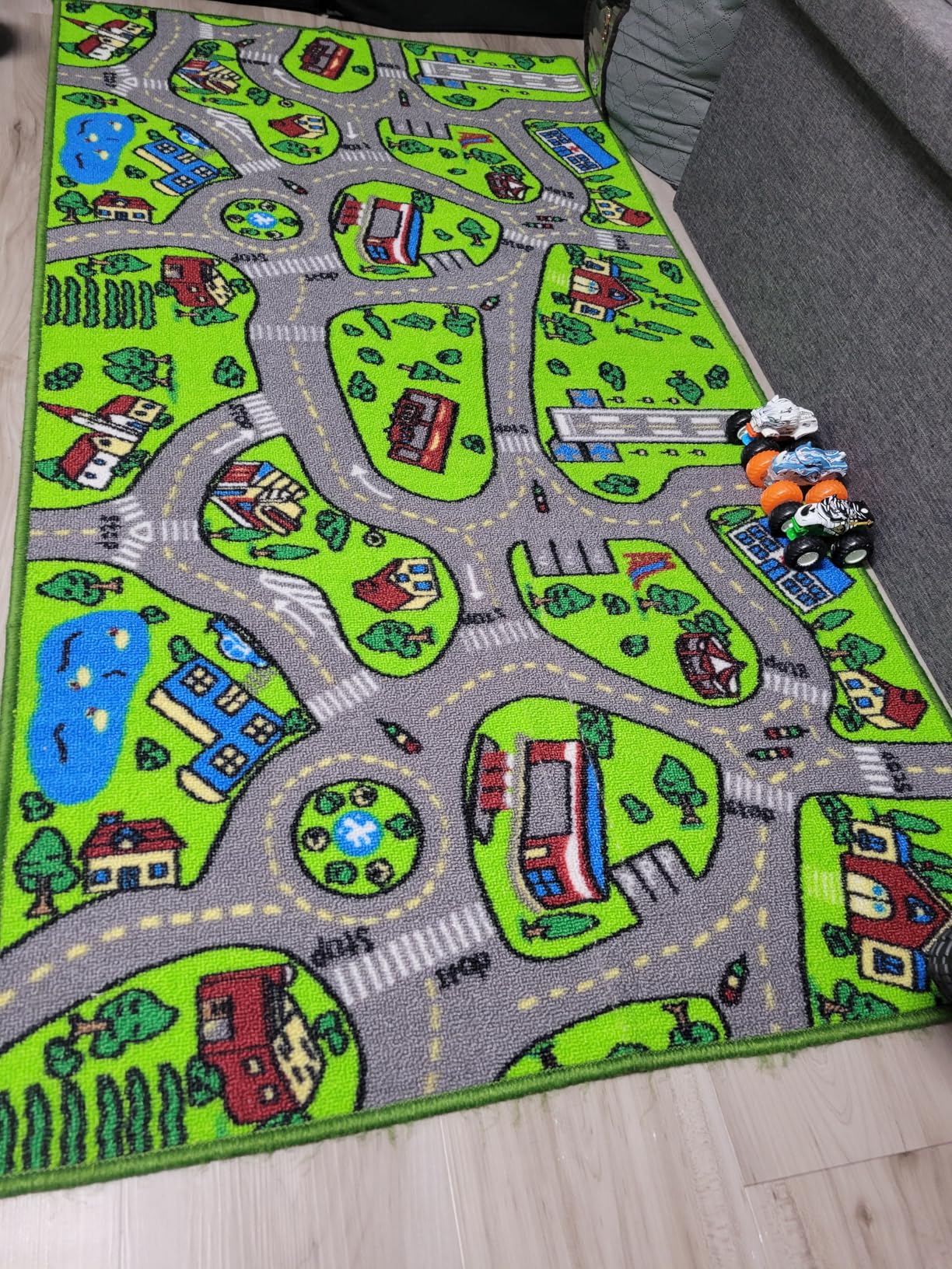 Kids Carpet Playmat Rug City Life Great for Playing with Cars and Toys - Play Learn and Have Fun Safely - Kids Baby Children Educational Road Traffic Play Mat for Bedroom Play Room Game Safe Area customer photo 2