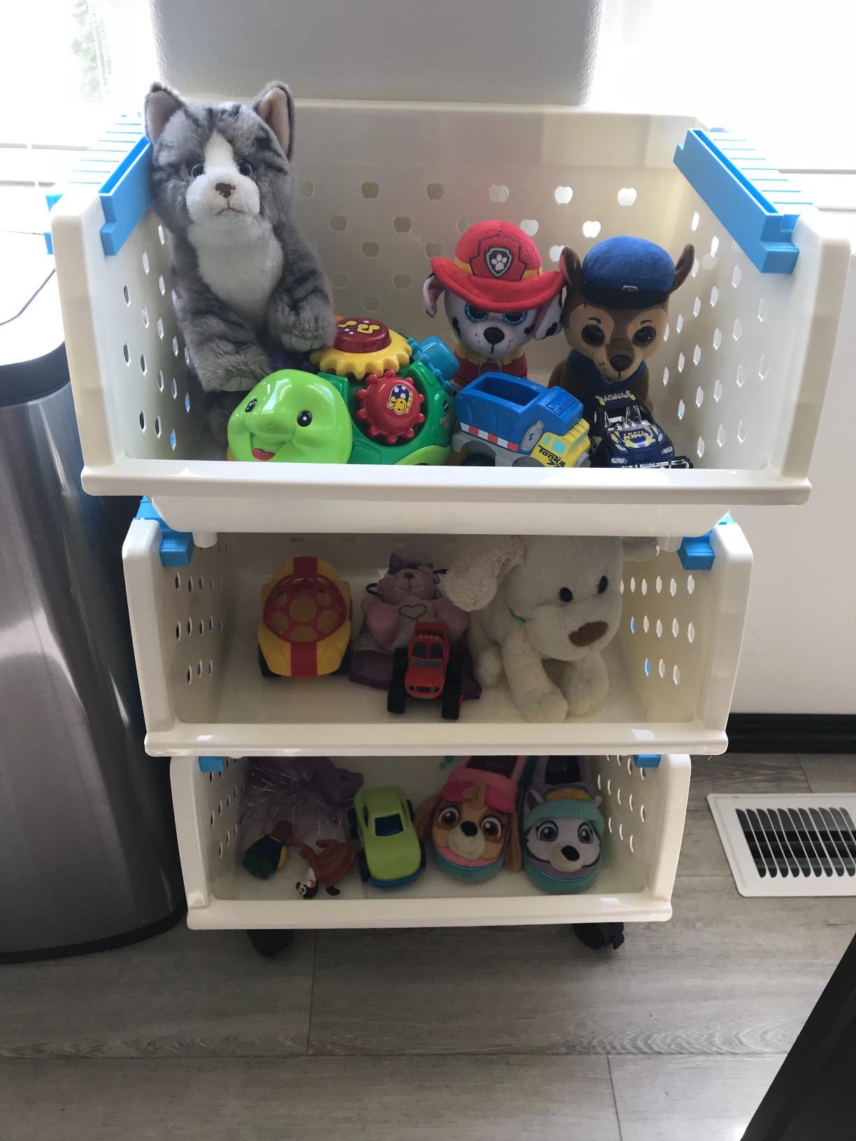 Kids' Toys Chest Large Baskets Storage Bins Organizer with Wheels Can Move Everywhere Natural/Primary (Primary Collection) customer photo 2
